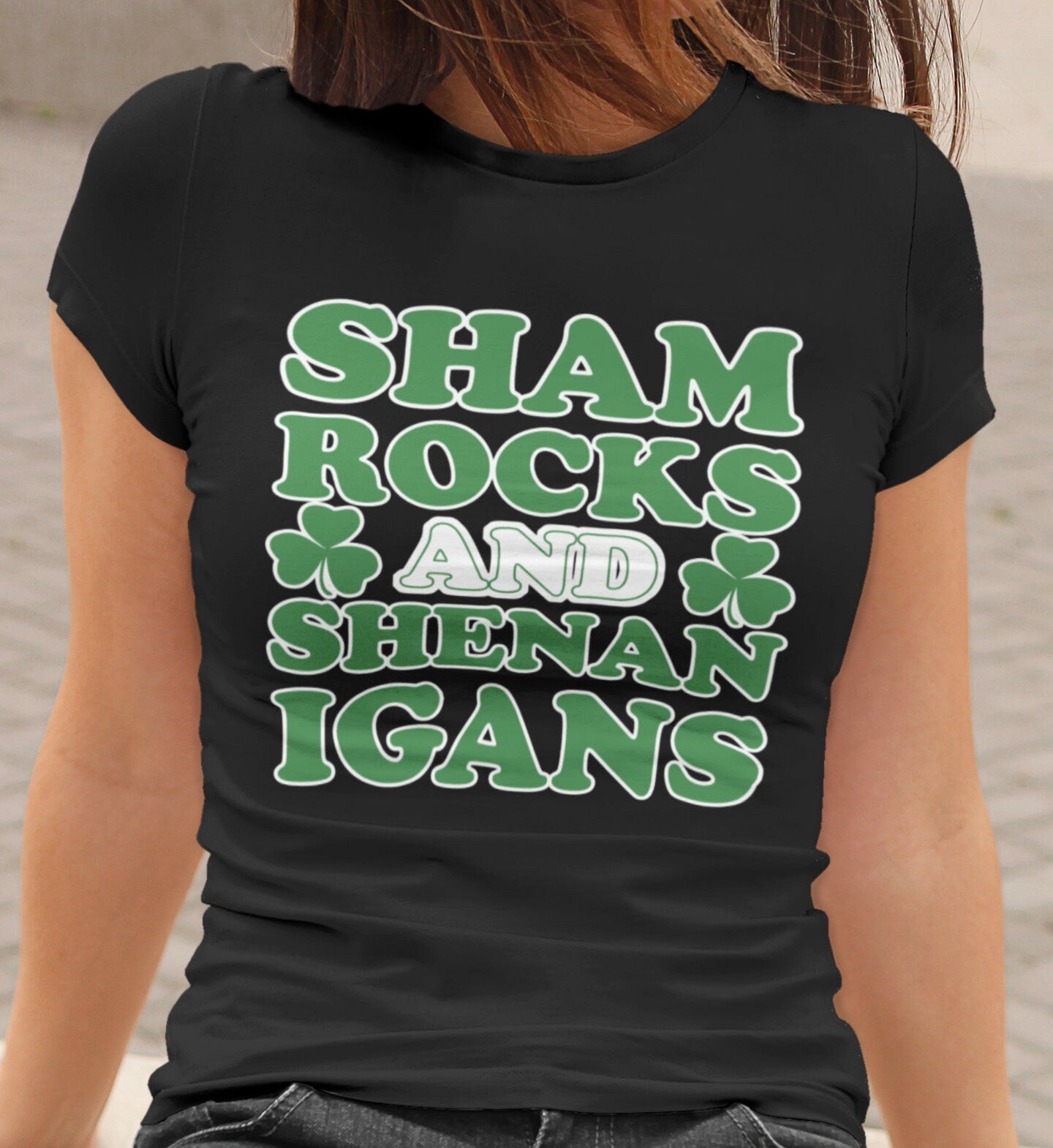Shamrocks and Shenanigans T-Shirt, Four Leaf Paddy’s Day Shirt, Irish Mock Up Outfit, Festive Apparel Tee, Lucky Girl Patrick Shirt