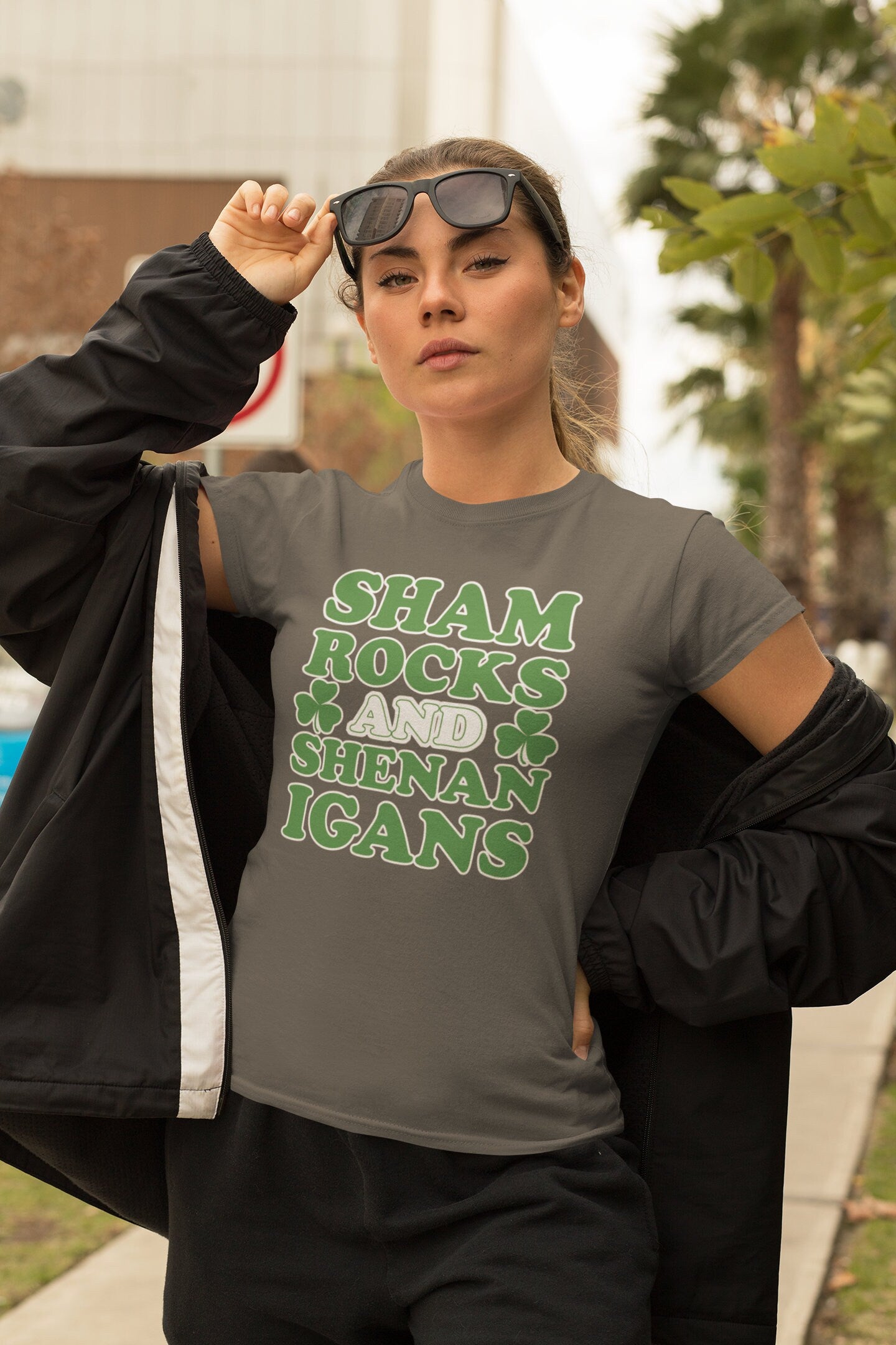 Shamrocks and Shenanigans T-Shirt, Four Leaf Paddy’s Day Shirt, Irish Mock Up Outfit, Festive Apparel Tee, Lucky Girl Patrick Shirt