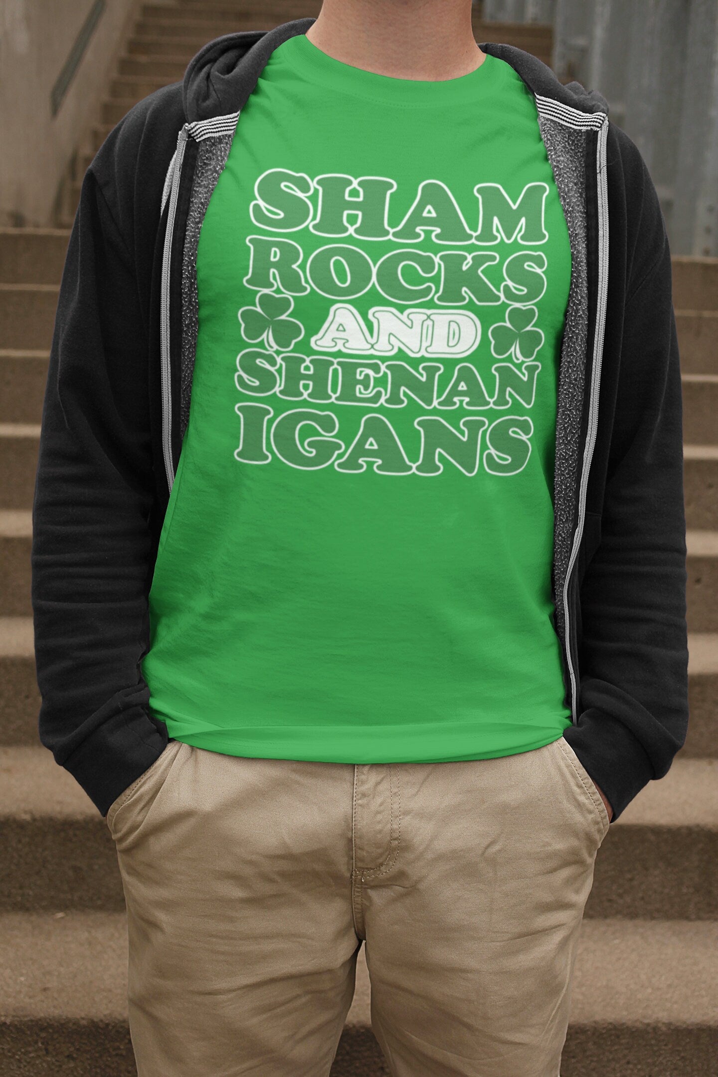 Shamrock and Shenanigans Shirt, 4 Leaf Clover Patrick Shirt, Lucky Clover Leprechaun Paddy’s Day Tee, Irish Mock Up Retro Outfit