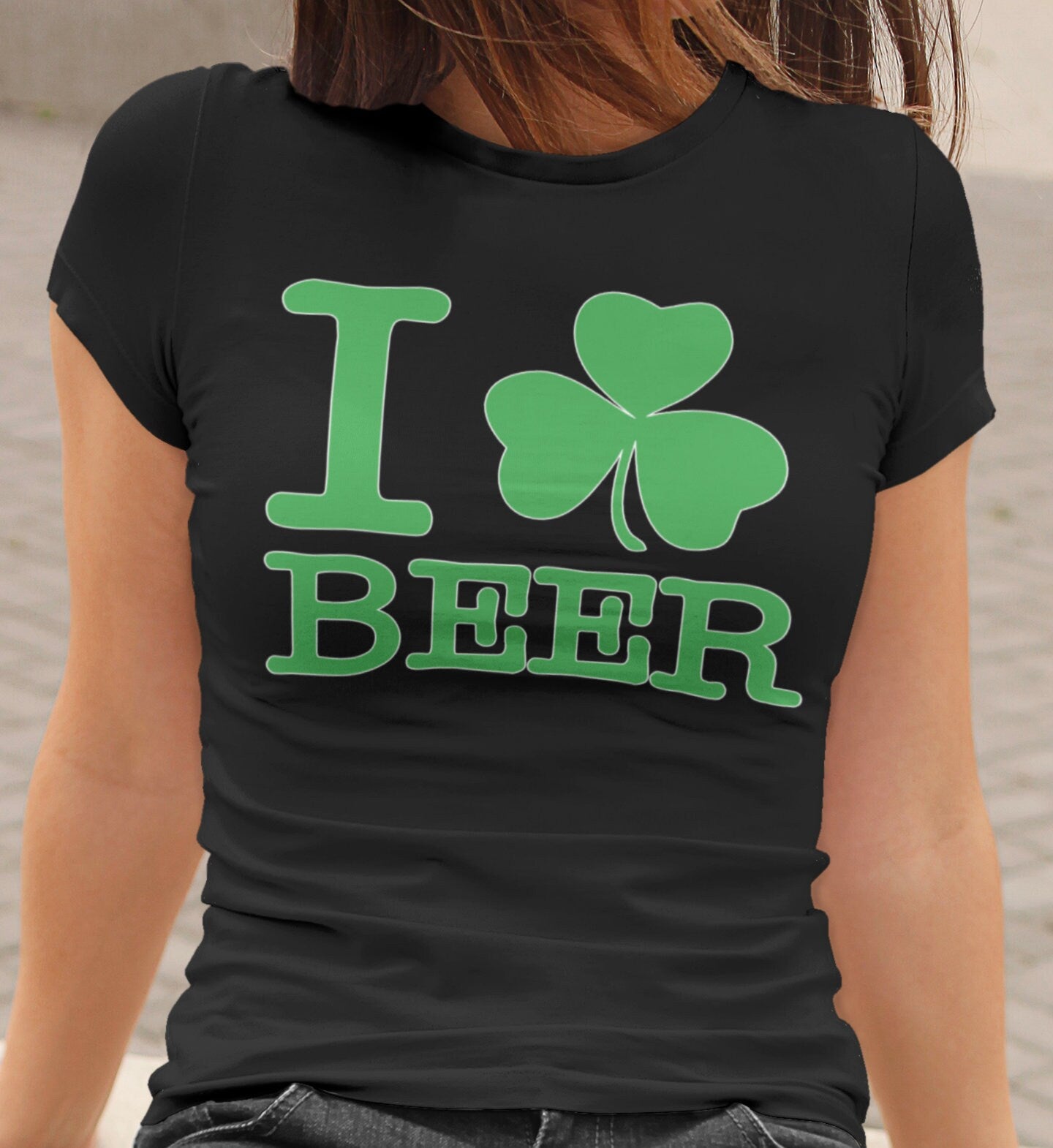 I Love Beer T-Shirt, Saint Patrick Day Shirt, Clover Leaves Ireland Shamrock Shirt, Women Distressed Outfit, Lucky Irish Festive Apparel