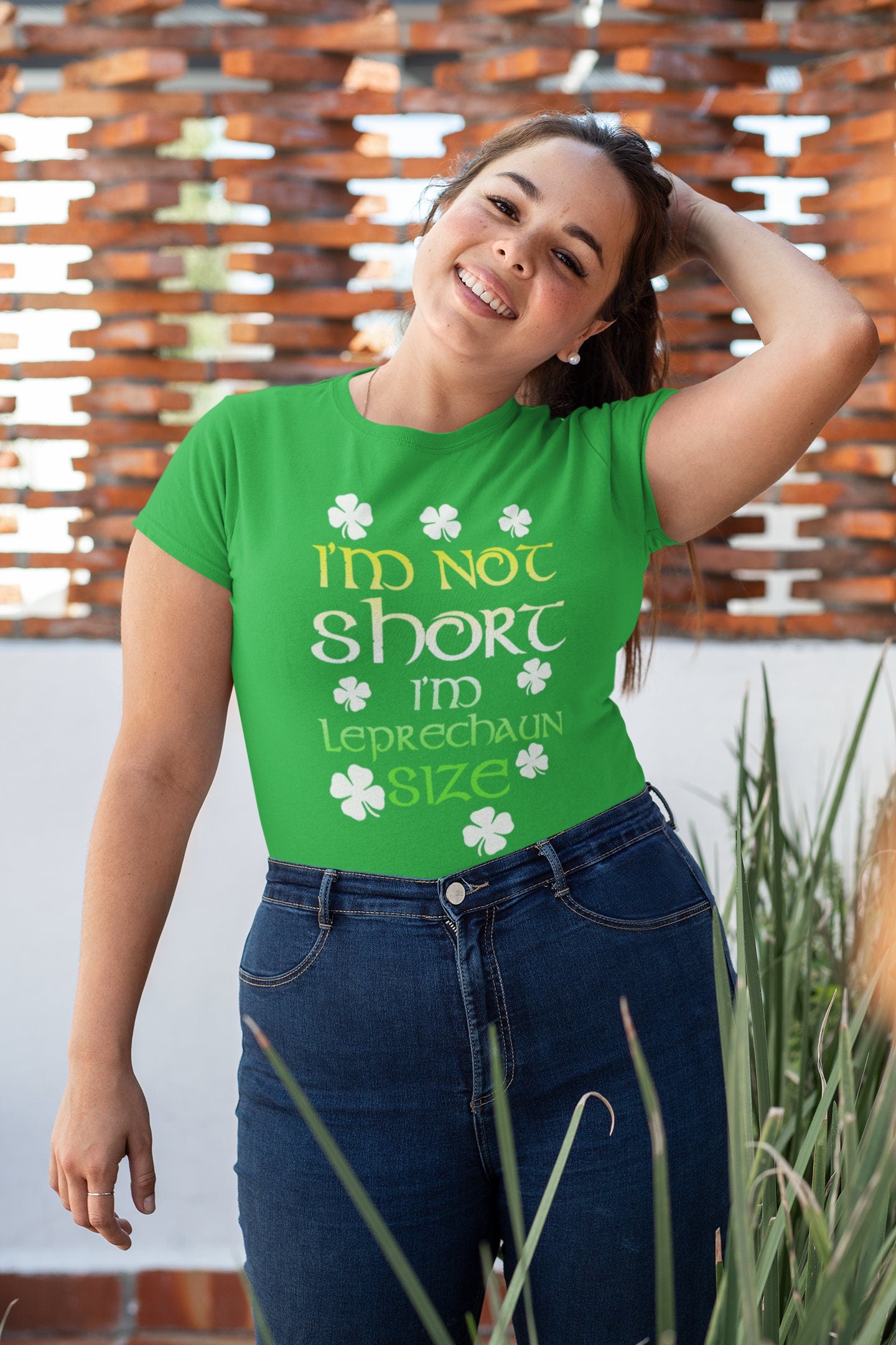 I’m Not Short T-Shirt, I’m Leprechaun Size Shirt, Happy Irish Patrick Outfit, Lucky Clover Four Leaves Tee, Girly Charm St Paddy Day Shirt