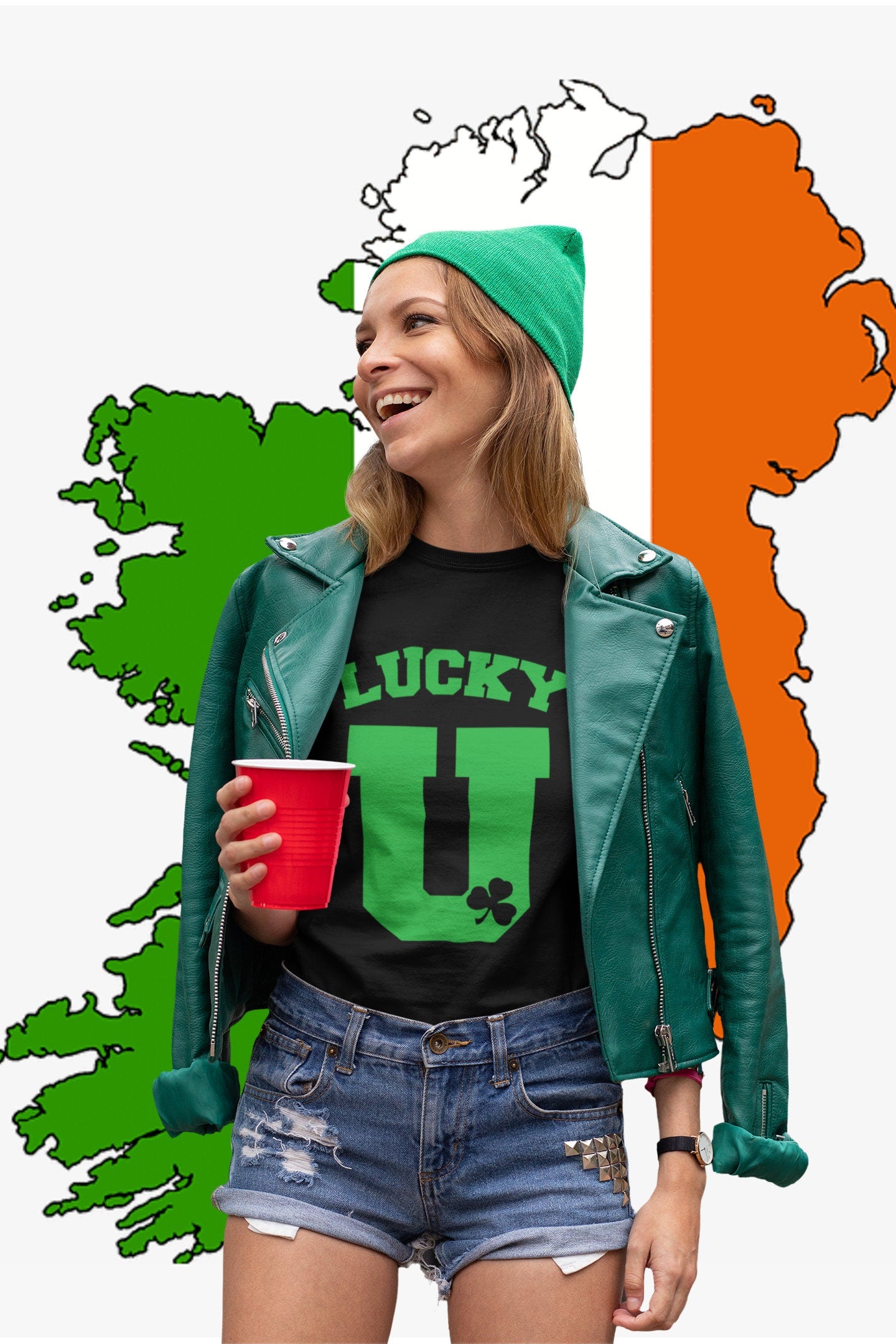 U Lucky Irish T-Shirt, Clover Leaves Irish Shirt, Green Irish Party St Paddy’s Day Shirt, Celebrate Festive Lucky Women Outfit