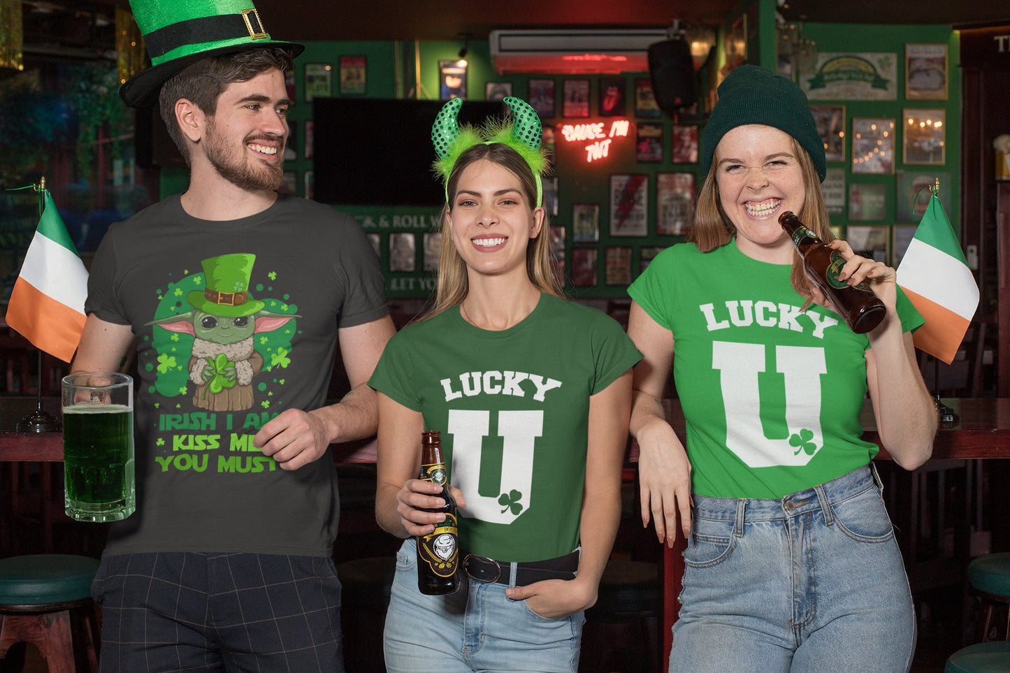 U Lucky Irish T-Shirt, Clover Leaves Irish Shirt, Green Irish Party St Paddy’s Day Shirt, Celebrate Festive Lucky Women Outfit