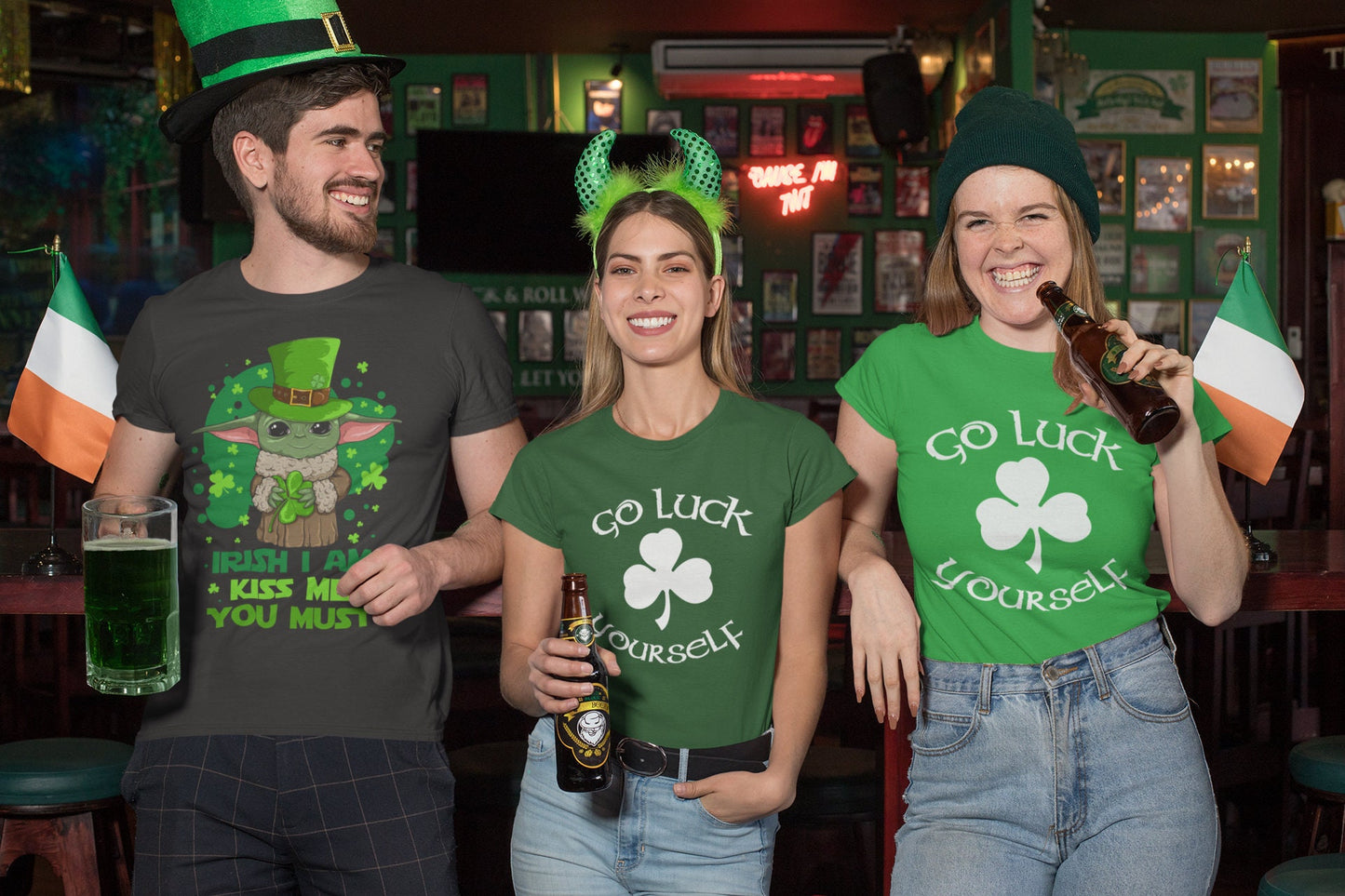 Go Lucky Yourself T-Shirt, Four Leaves Ireland Patrick Shirt, Lucky Clover Shamrock Tee, Saint Patrick Day, Shamrock Paddy’s Outfit