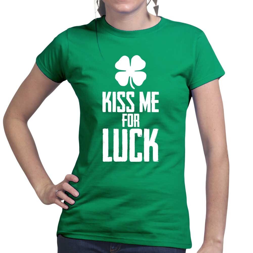 Kiss Me For Luck Irish Shirt, Sexy Shamrock Patrick Outfit, Hot Irish Clover Tee, Happy Irish Saint Patrick Shirt Gift For Girlfriend