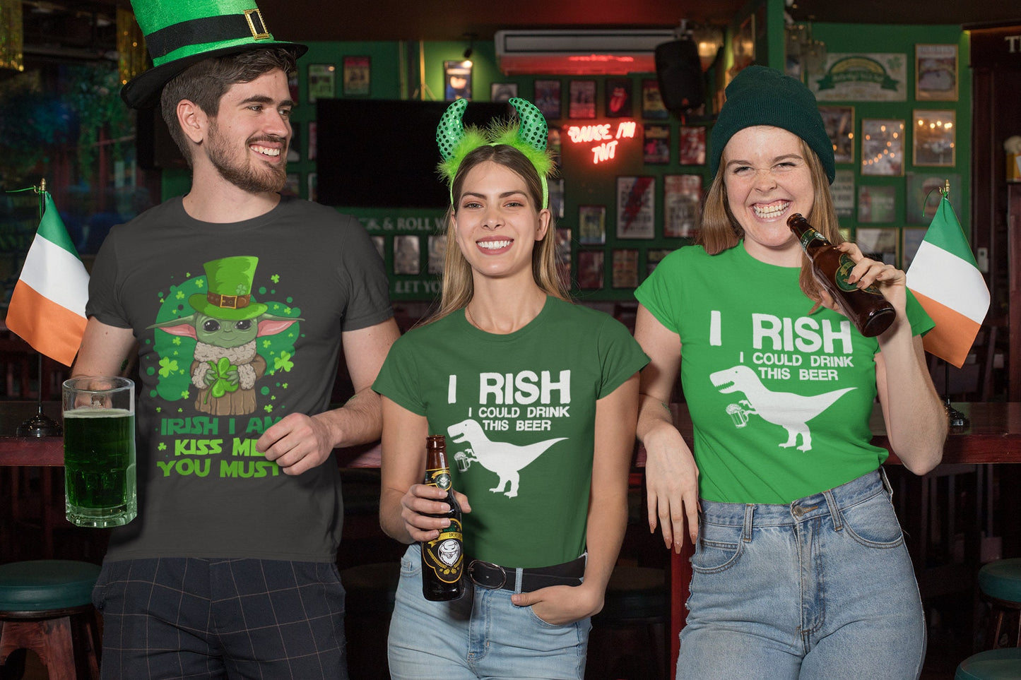 Irish Dino Drink T-Shirt, Funny Ireland Cold Shirt, Shamrock Beer Leprechaun Saint Patrick, Paddy Day Shirt, Wild Ireland Paddy Apparel