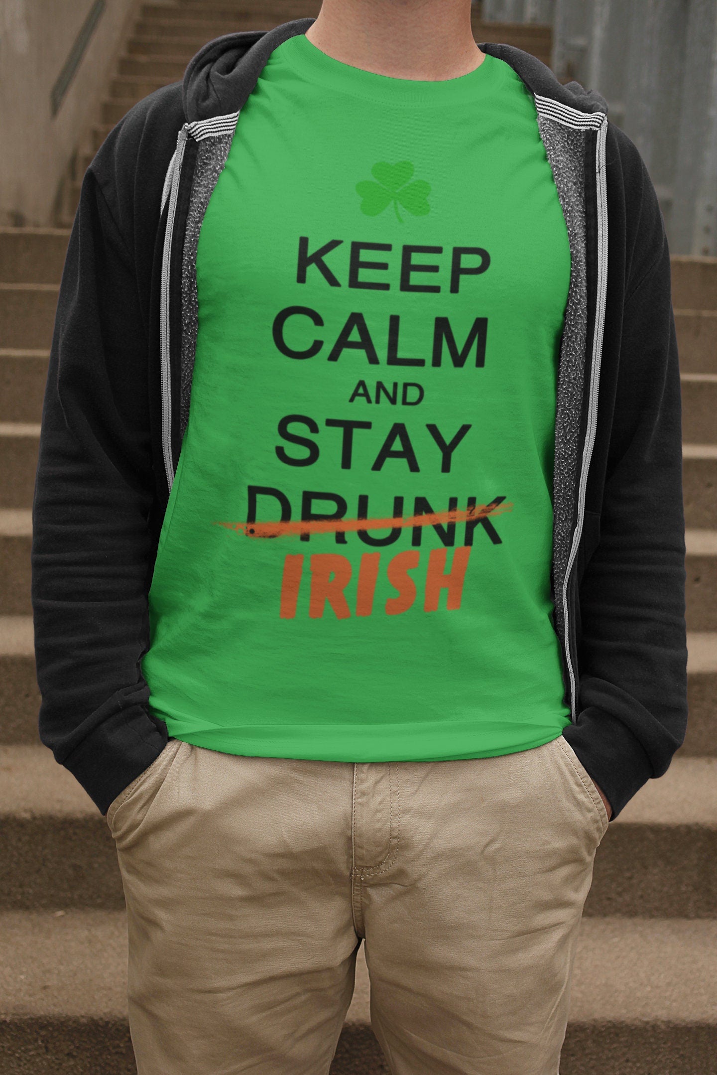 Keep Calm Irish Shirt, 4 Leaf Clover Patrick Shirt, Lucky Clover Leprechaun Paddy’s Day Tee, Irish Mock Up Retro Outfit, Funny Patty's Day