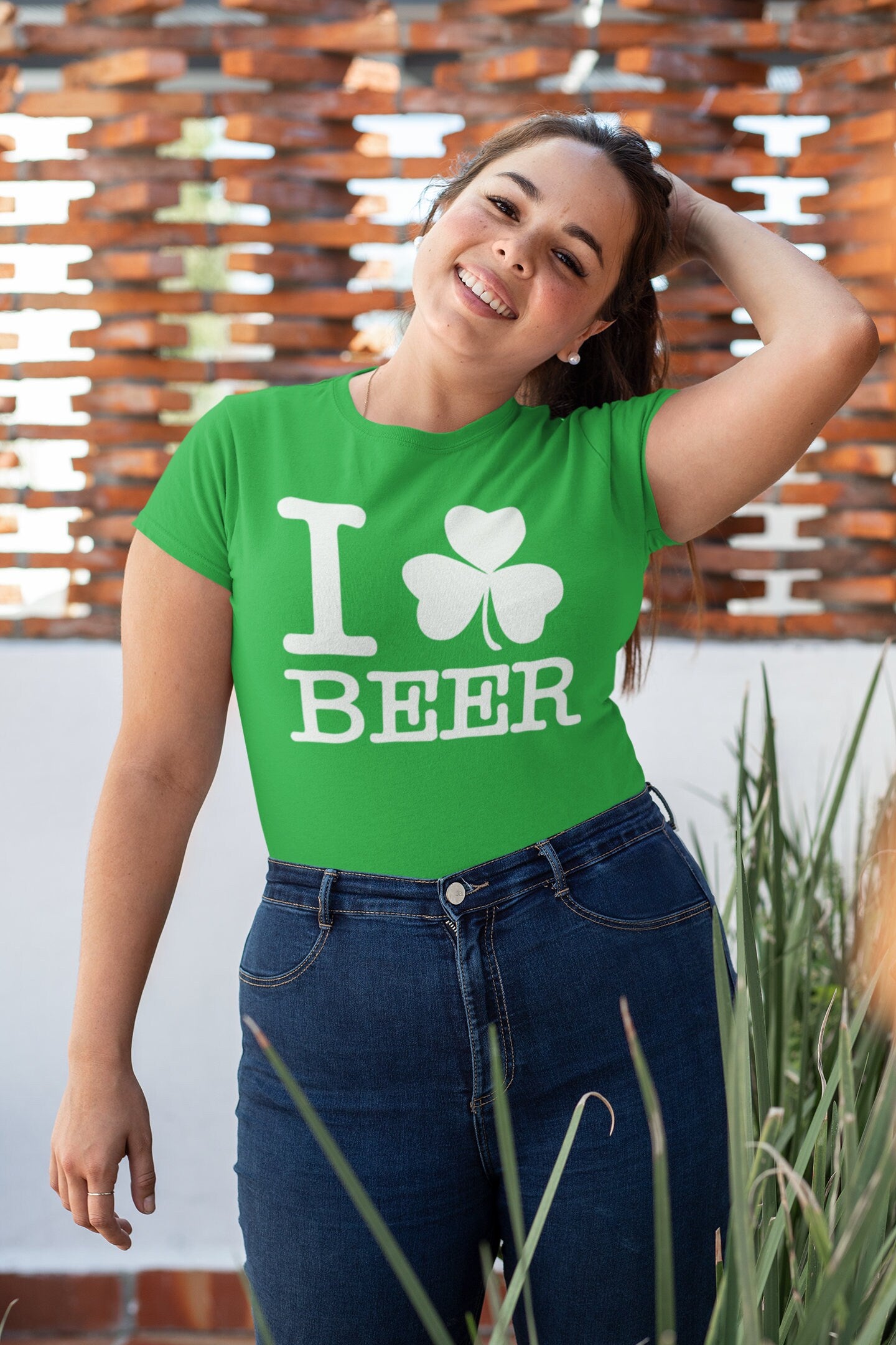 I Love Beer T-Shirt, Saint Patrick Day Shirt, Clover Leaves Ireland Shamrock Shirt, Women Distressed Outfit, Lucky Irish Festive Apparel