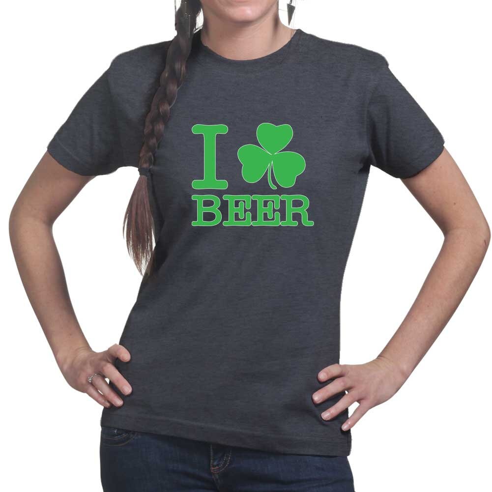 I Love Beer T-Shirt, Saint Patrick Day Shirt, Clover Leaves Ireland Shamrock Shirt, Women Distressed Outfit, Lucky Irish Festive Apparel