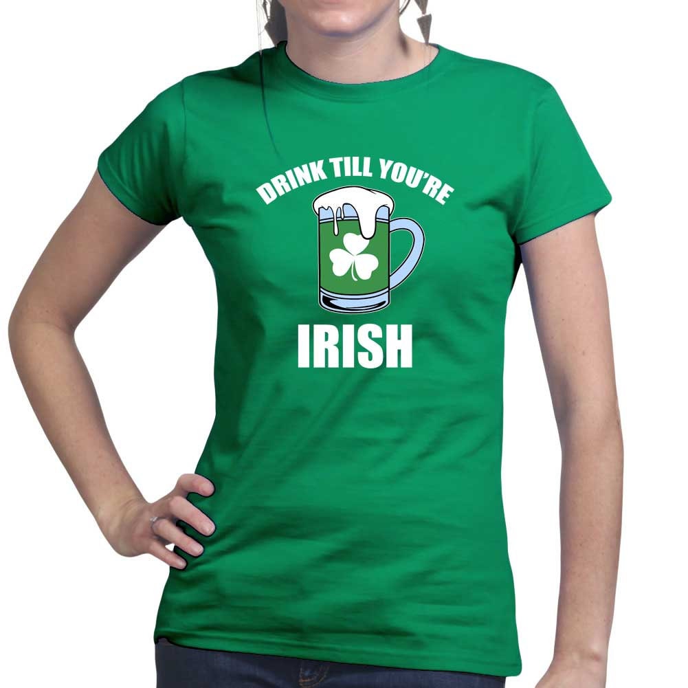 Drink Cheers Irish Shirt, Drink Till You’re Irish T-Shirt, Irish Four Leaf Clover, Saint Patrick Shamrock Tee, Leprechaun Womens Outfit