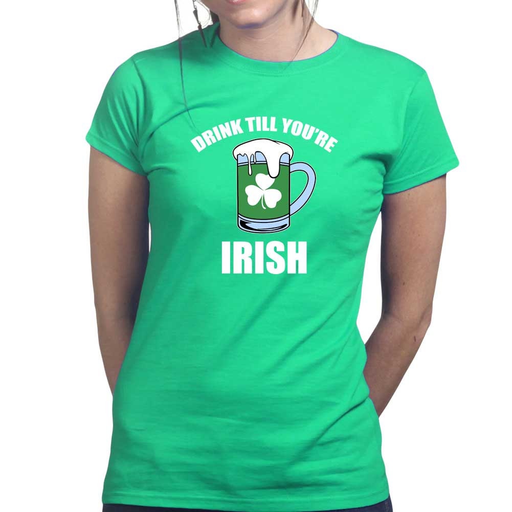 Drink Cheers Irish Shirt, Drink Till You’re Irish T-Shirt, Irish Four Leaf Clover, Saint Patrick Shamrock Tee, Leprechaun Womens Outfit