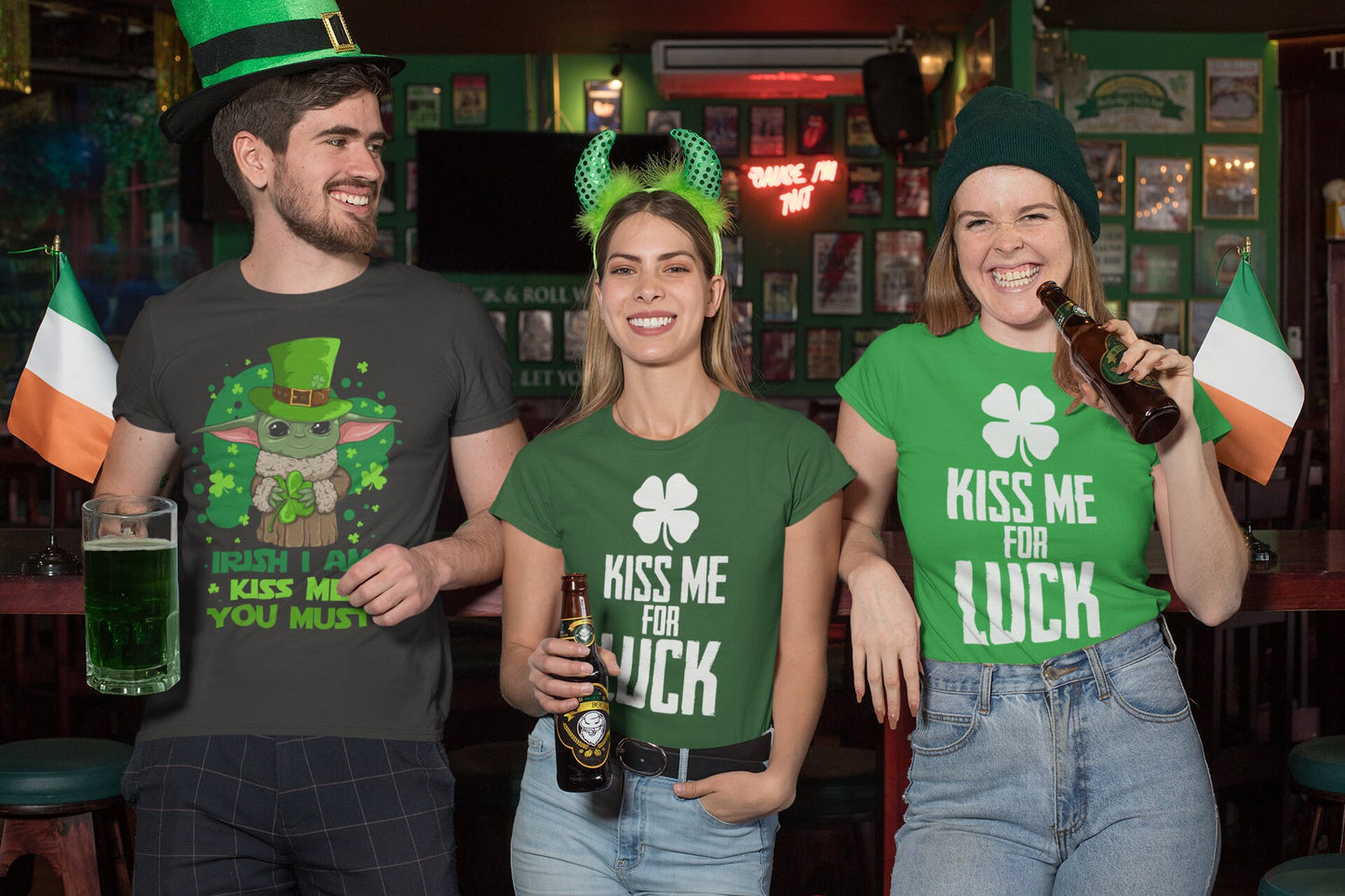 Kiss Me For Luck Irish Shirt, Sexy Shamrock Patrick Outfit, Hot Irish Clover Tee, Happy Irish Saint Patrick Shirt Gift For Girlfriend