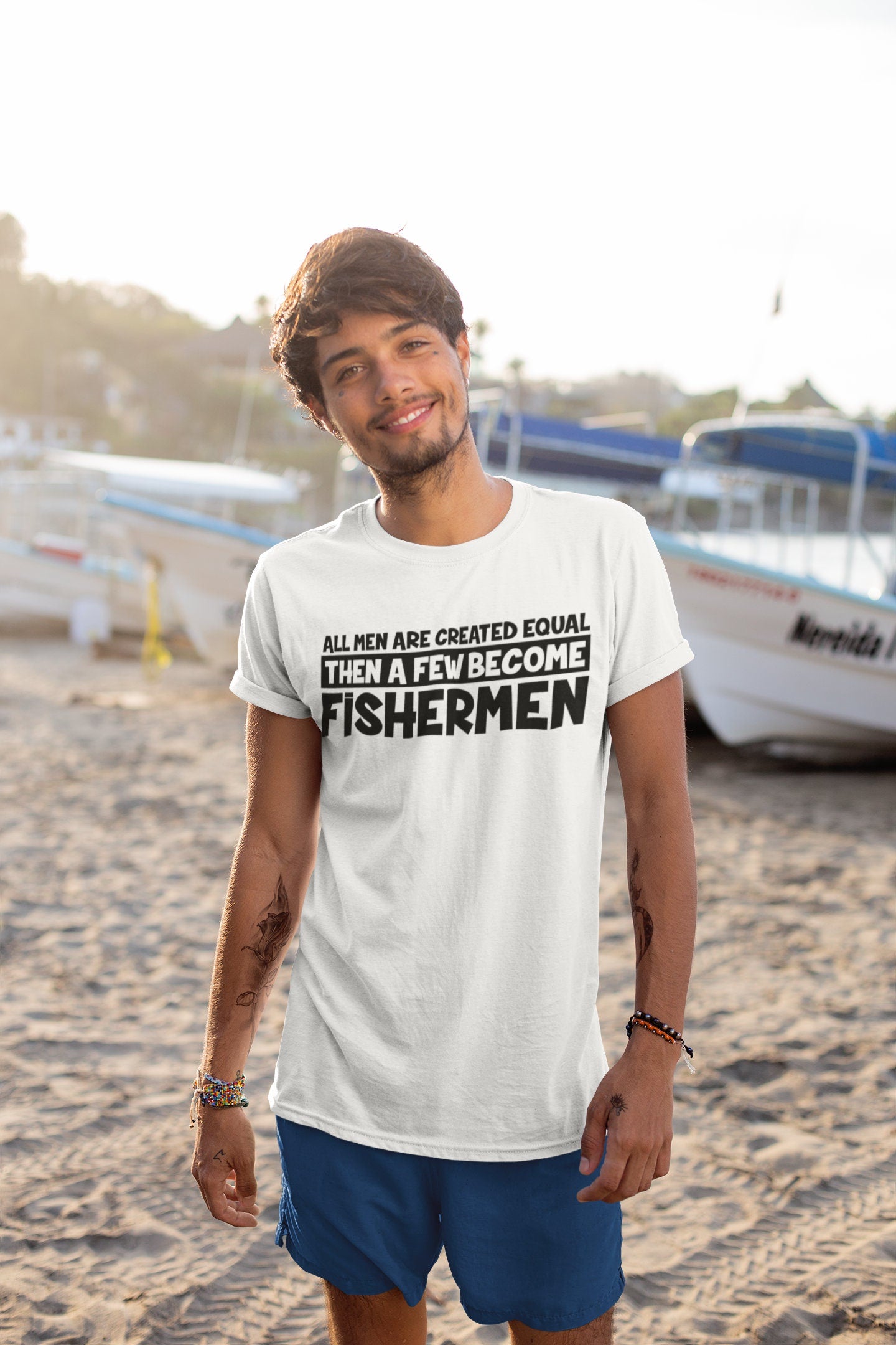 Men Created Equal Fisherman Funny T-shirt