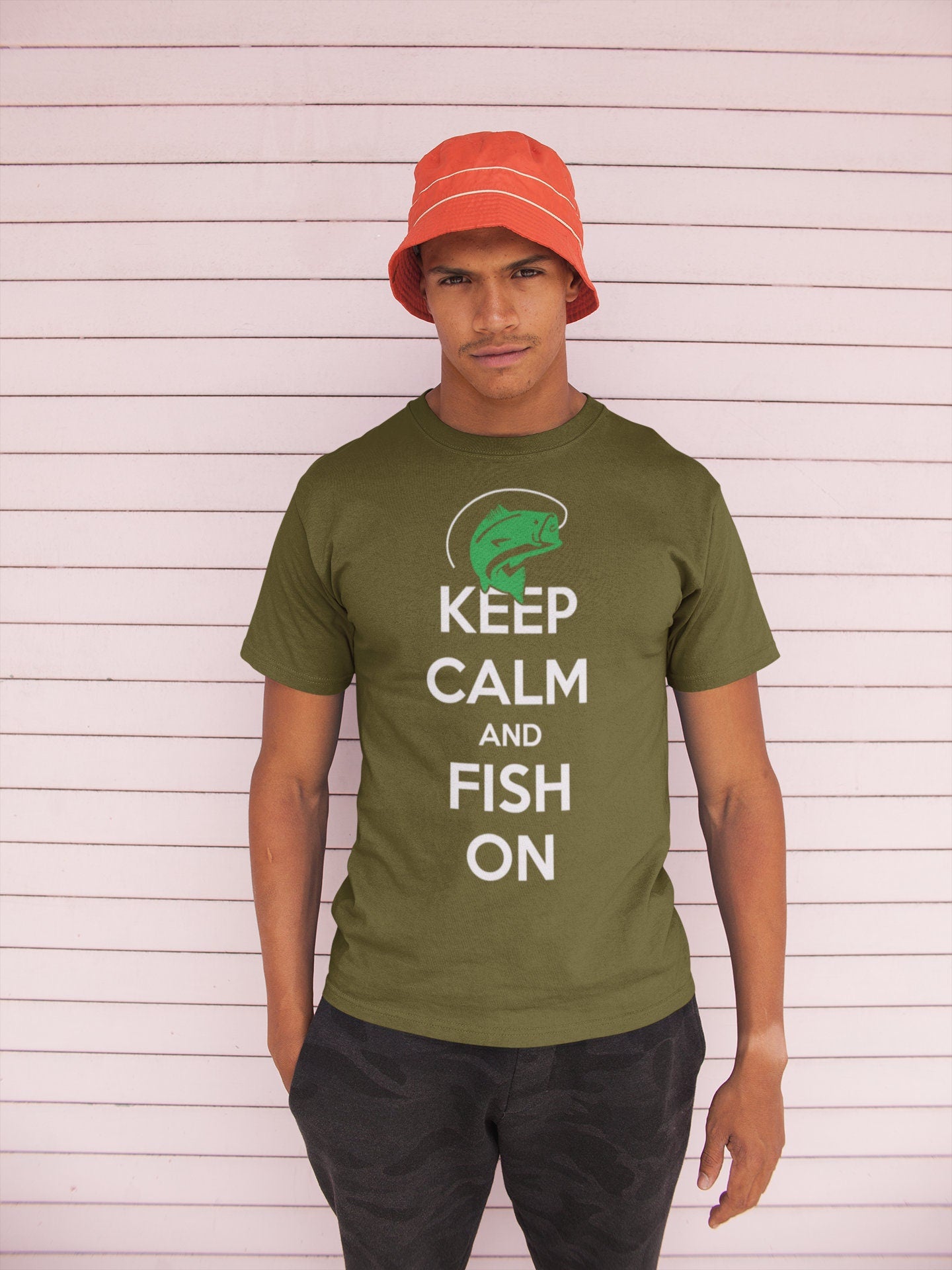 Keep Calm and Fish On Fishing Fisherman T shirt