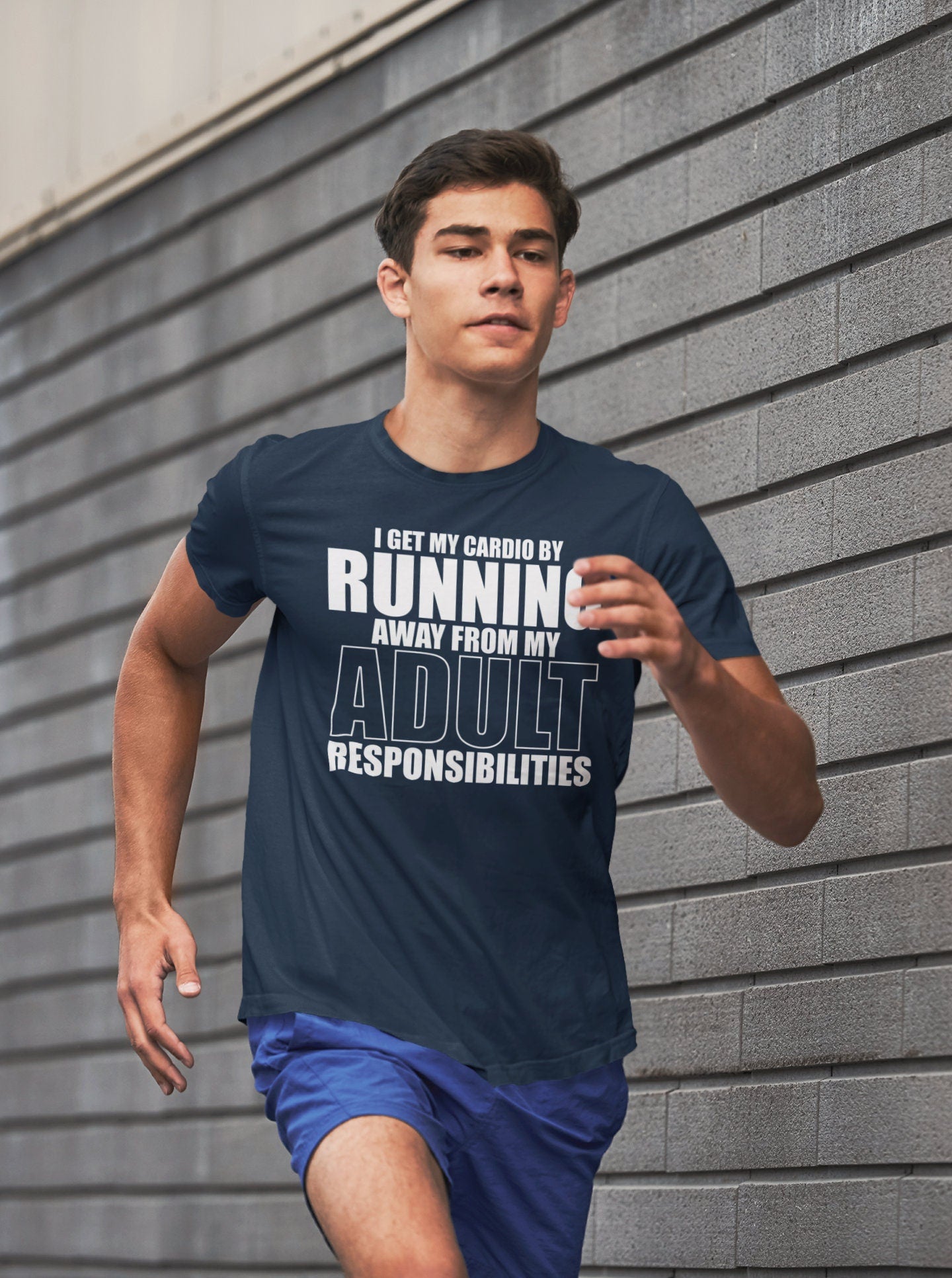 I Get My Cardio By Running - Fitness Funny T Shirts for Men - Comfortable Gifts - Crazy Gym Tees - Workout Apparel