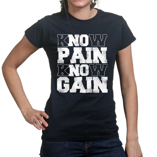 Know Pain Know Gain Fitness Tees for Women - Novelty Gym Shirt - Workout Gym T Shirts - Motivational Gifts, Gym Lovers