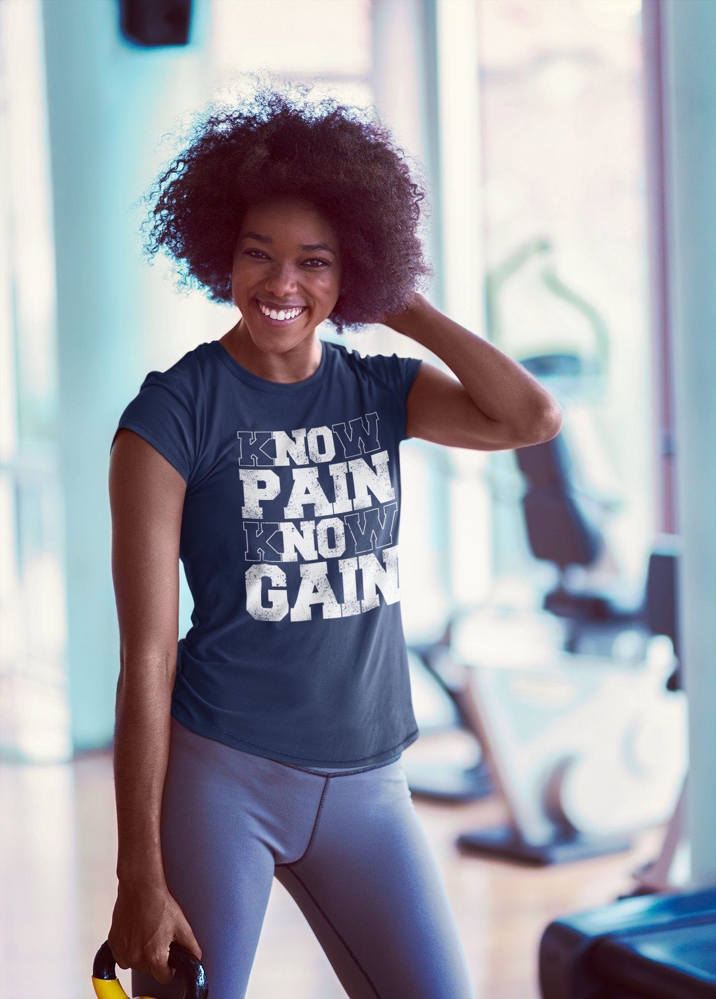 Know Pain Know Gain Fitness Tees for Women - Novelty Gym Shirt - Workout Gym T Shirts - Motivational Gifts, Gym Lovers