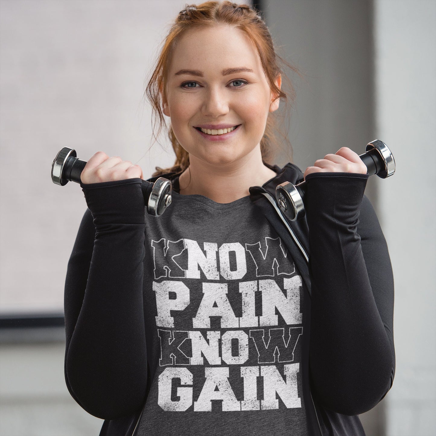 Know Pain Know Gain Fitness Tees for Women - Novelty Gym Shirt - Workout Gym T Shirts - Motivational Gifts, Gym Lovers