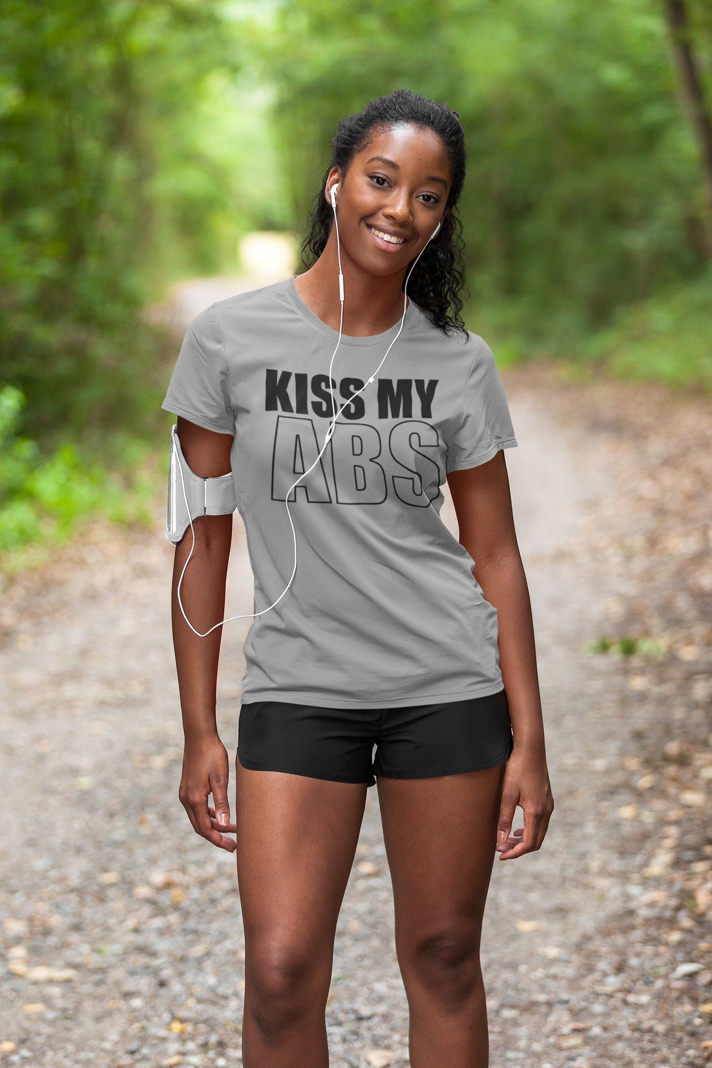 Kiss My ABS Fitness Funny T Shirts for Women - Comfortable Gifts for Girls - Crazy Gym Tees - Fun Workout Apparel