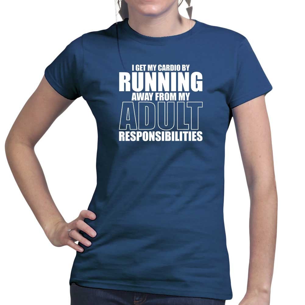 I Get My Cardio By Running - Fitness Funny T Shirts for Women - Comfortable Gifts - Crazy Gym Tees - Workout Apparel