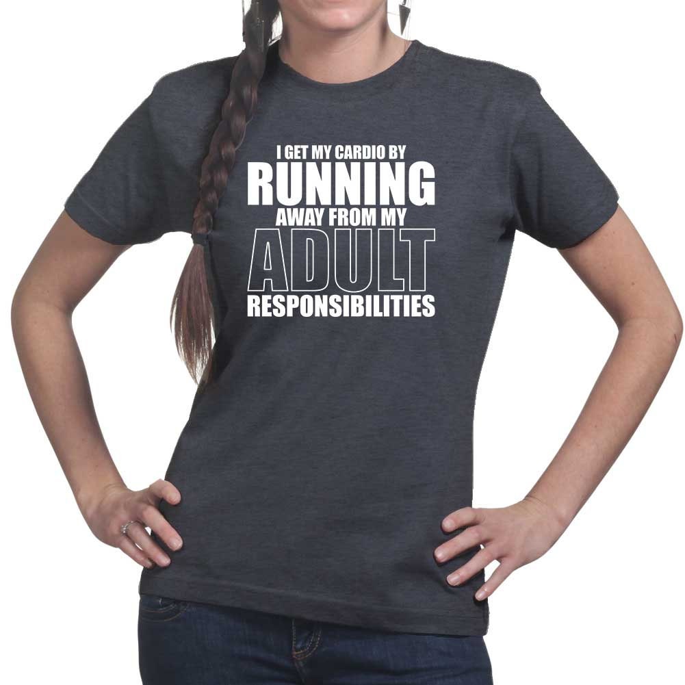 I Get My Cardio By Running - Fitness Funny T Shirts for Women - Comfortable Gifts - Crazy Gym Tees - Workout Apparel