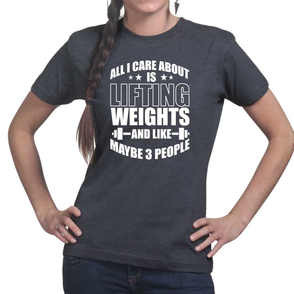 All I Care About Lifting Weights Fitness Funny T Shirts for Women - Comfortable Gifts - Crazy Gym Tees - Workout Apparel