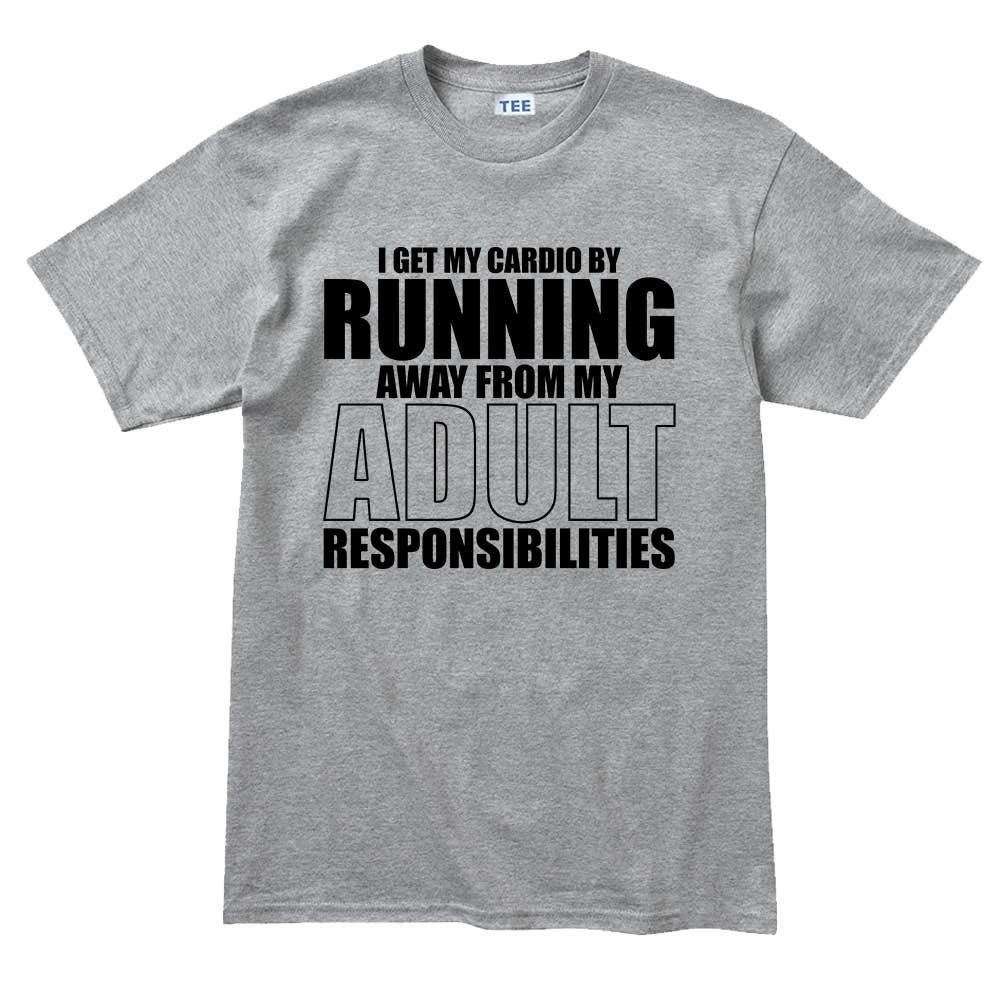 I Get My Cardio By Running - Fitness Funny T Shirts for Men - Comfortable Gifts - Crazy Gym Tees - Workout Apparel