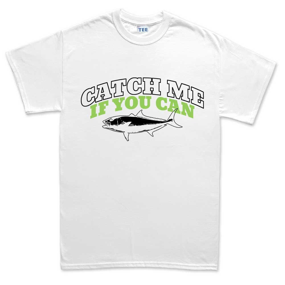 Mens Catch Me Fish Fishing Bait running Fisherman T shirt