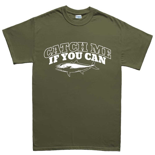 Mens Catch Me Fish Fishing Bait running Fisherman T shirt