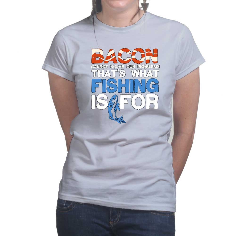 Womens Bacon Fishing Bait Running Carp Worms Ladies T shirt (Tee, Top)