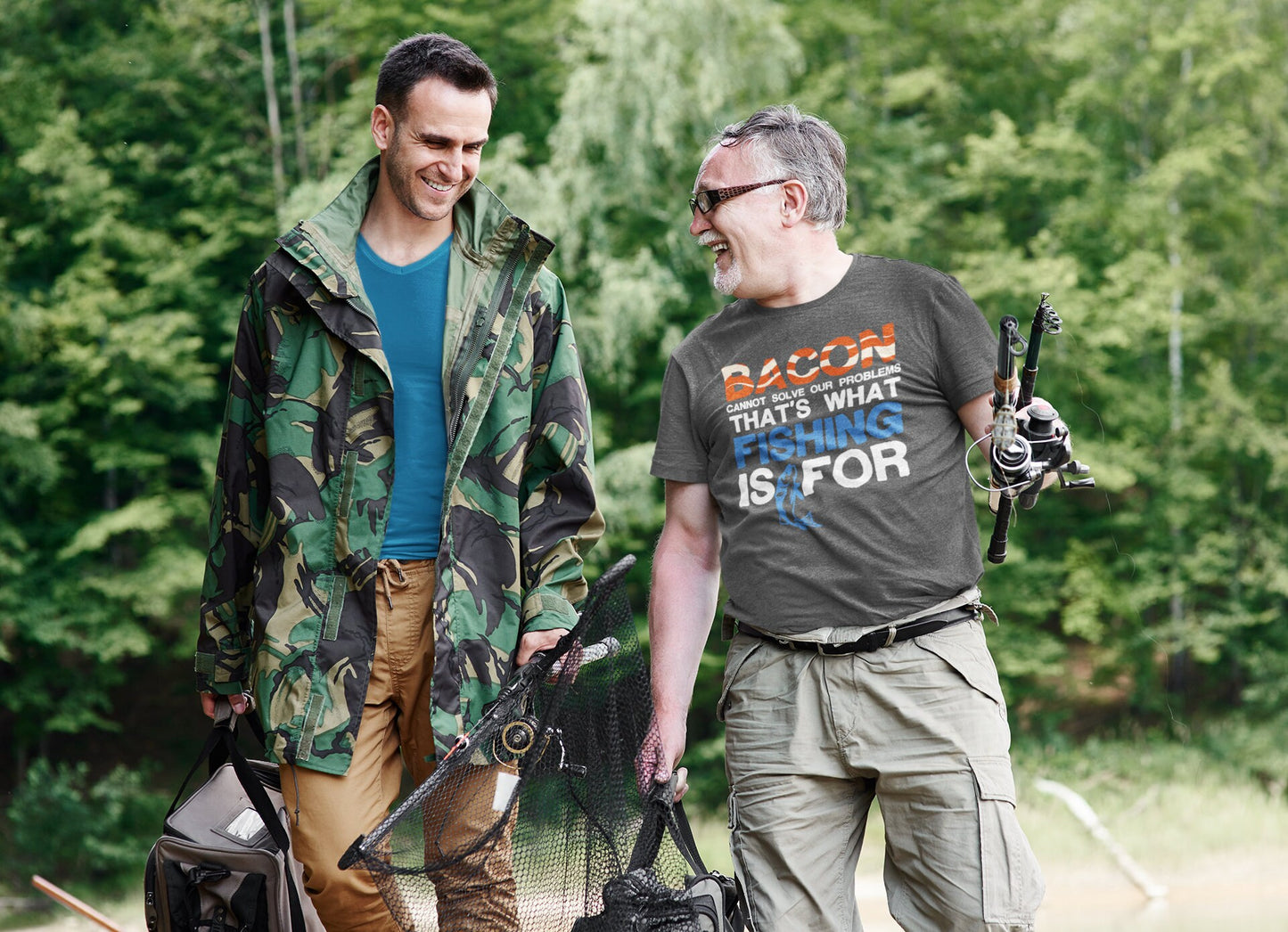 Mens Bacon Fishing Bait Running Carp Worms T shirt (Tee)