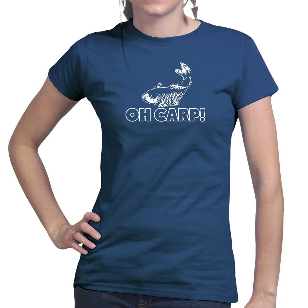 Womens Oh Cr*p Carp Funny Fishing Reel Bait Ladies T shirt (Tee, Top)