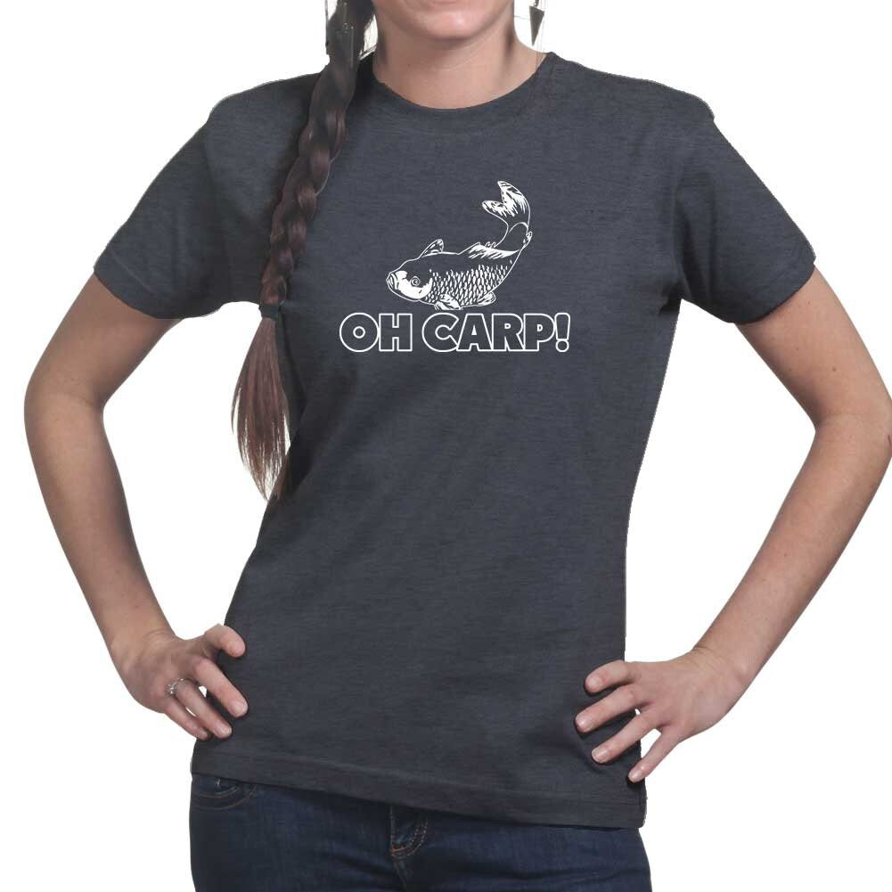 Womens Oh Cr*p Carp Funny Fishing Reel Bait Ladies T shirt (Tee, Top)