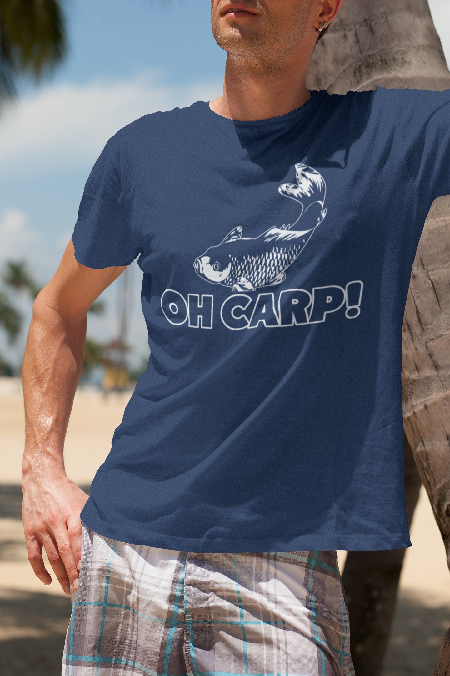 Mens Oh Cr*p Carp Funny Fishing Reel Bait T shirt (Tee)