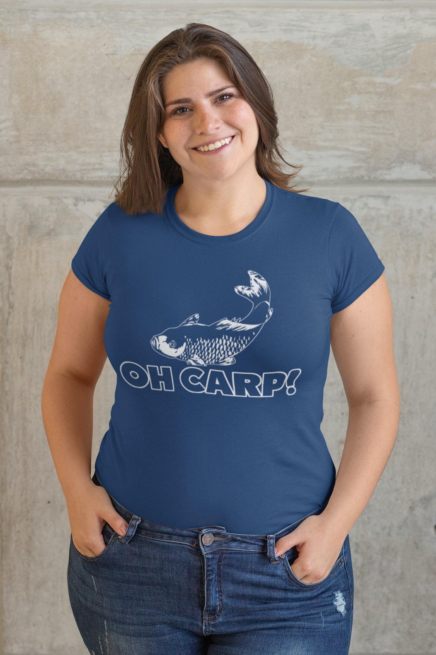 Womens Oh Cr*p Carp Funny Fishing Reel Bait Ladies T shirt (Tee, Top)