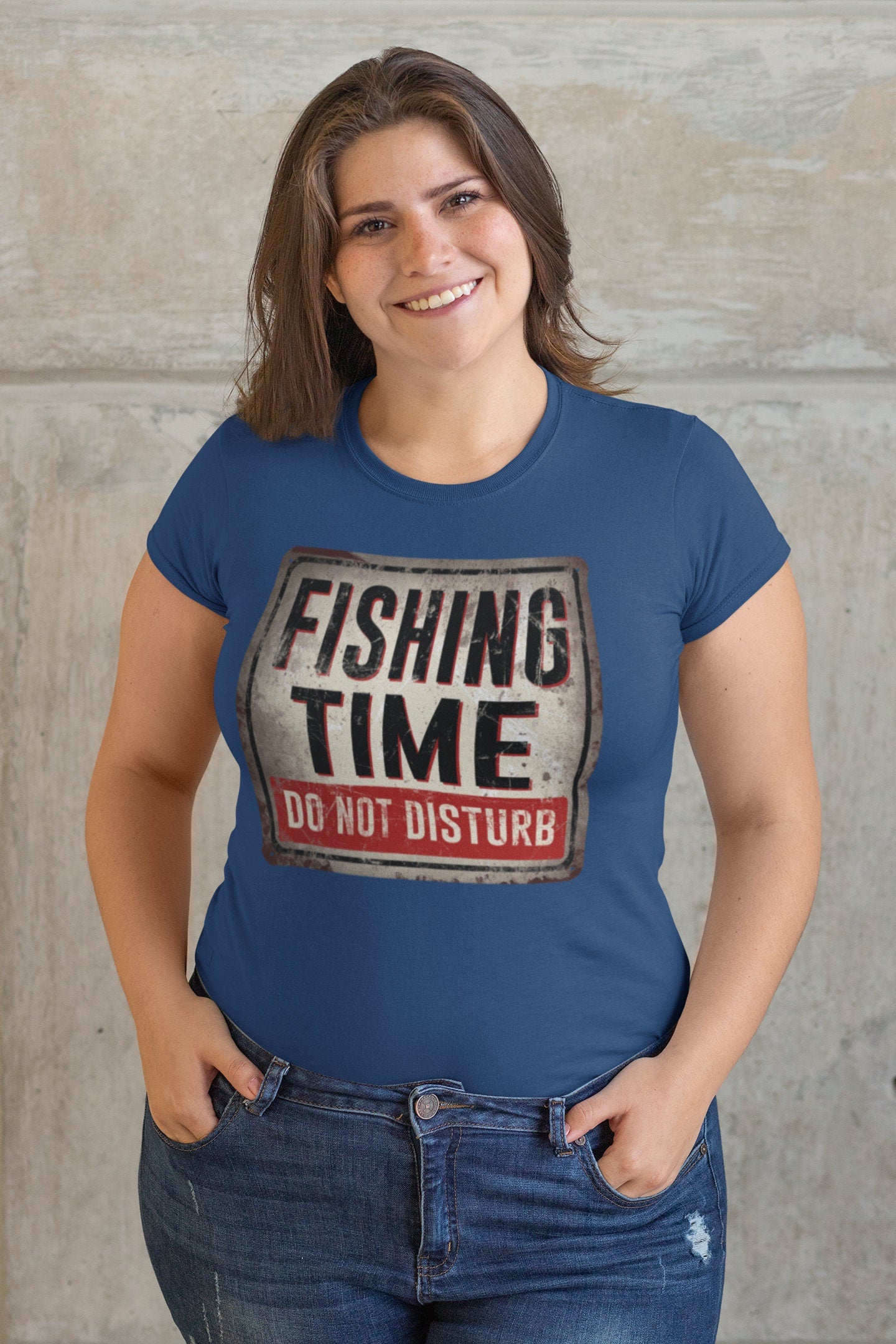 Fishing Time Do Not Disturb Warning Sign Womens Ladies T shirt (Tee, Top)