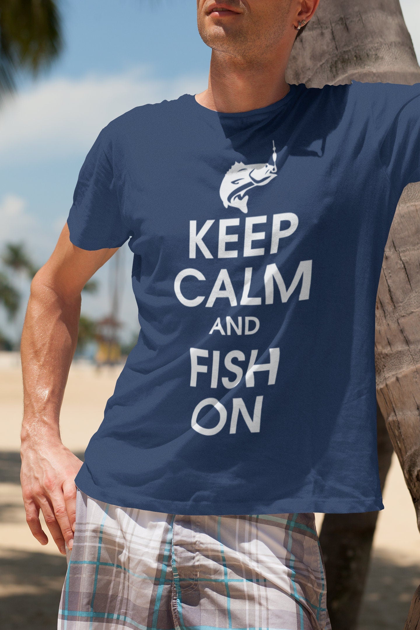 Keep Calm and Fish On Fishing Rod Line Bass Fishing T-shirt