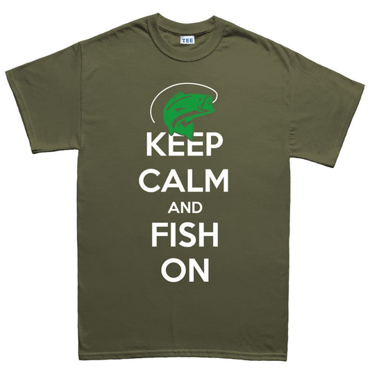 Keep Calm and Fish On Fishing Fisherman T shirt