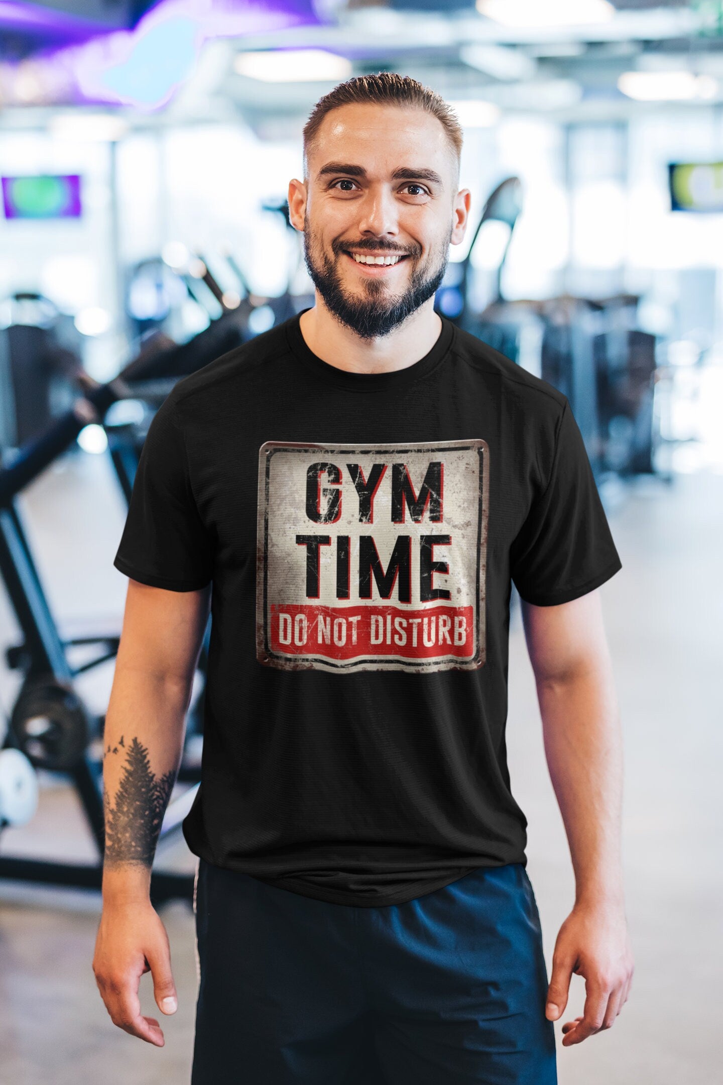 Gym Time Do Not Disturb Fitness Funny T Shirts for Men - Comfortable Novelty Gifts - Crazy Gym Graphic Tees - Workout Apparel