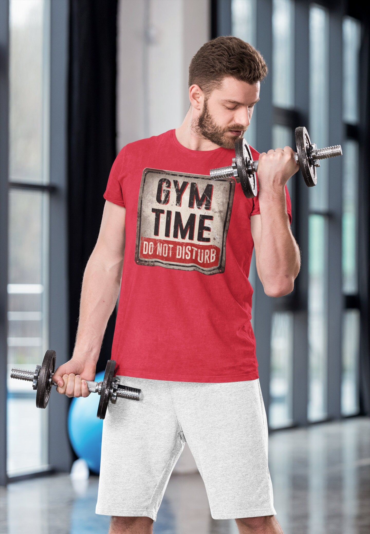 Gym Time Do Not Disturb Fitness Funny T Shirts for Men - Comfortable Novelty Gifts - Crazy Gym Graphic Tees - Workout Apparel