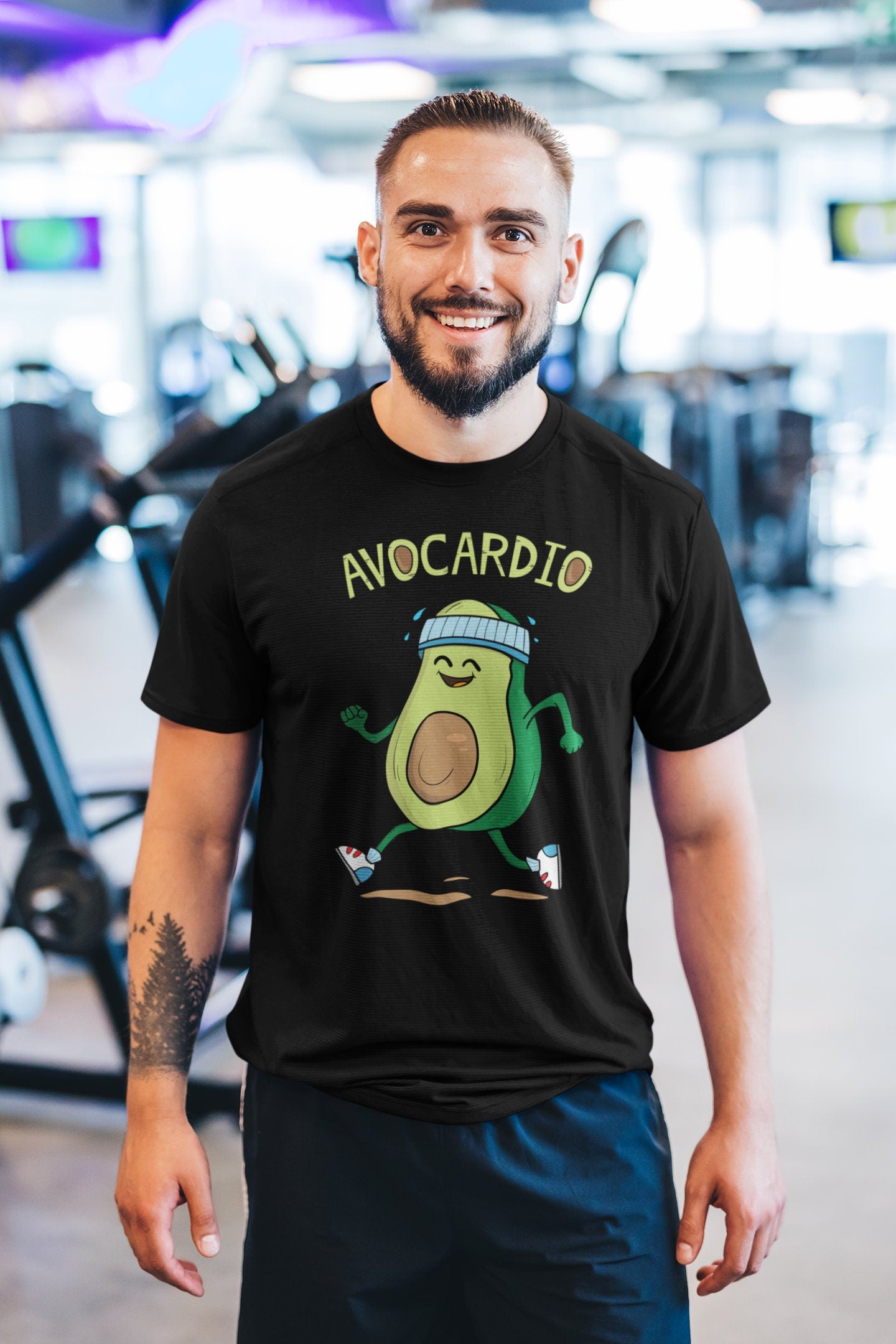 Avocardio Fitness Funny T Shirts for Men - Comfortable Novelty Gifts for Guys - Crazy Gym Graphic Tees - Fun Workout Apparel