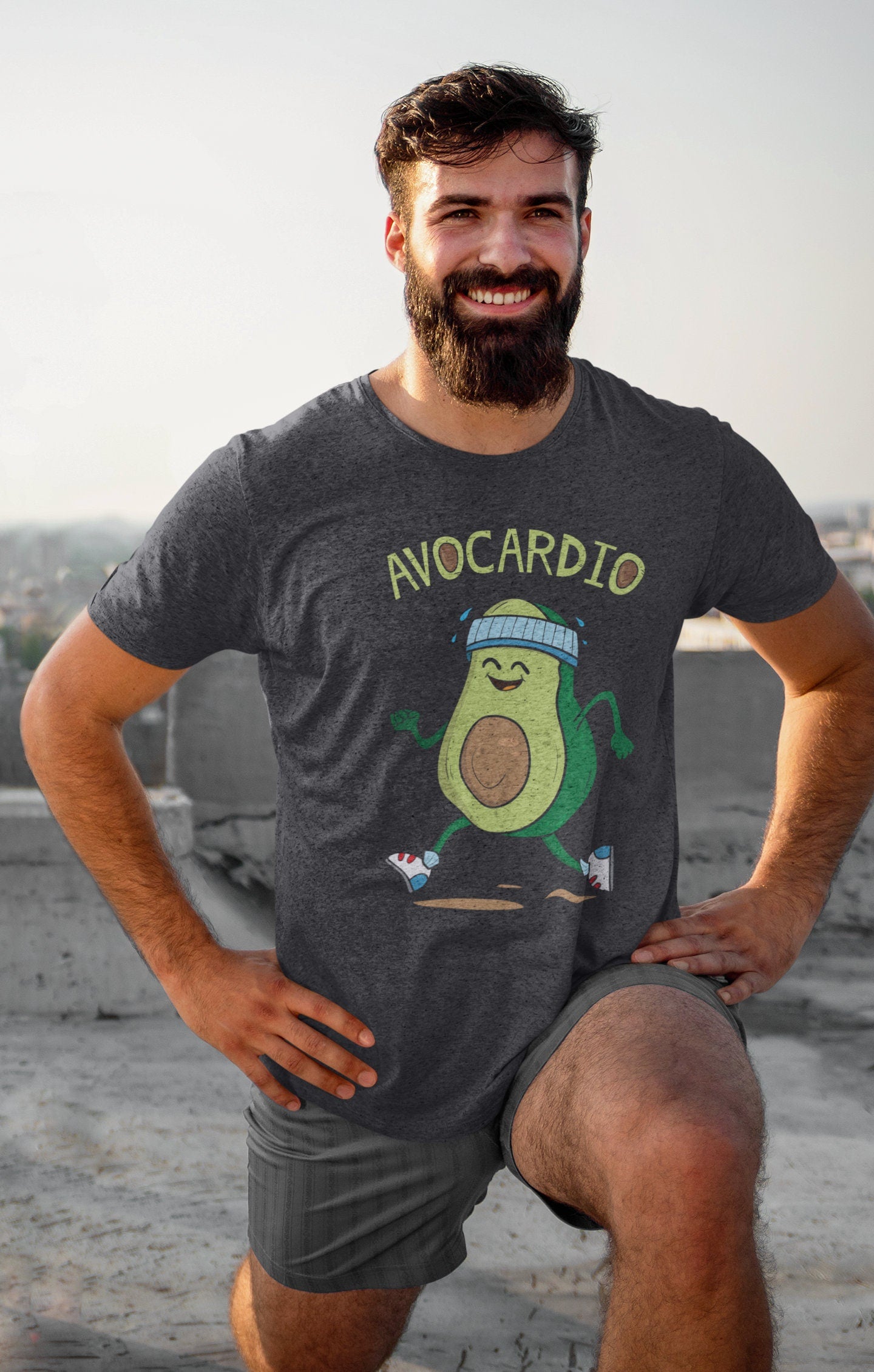 Avocardio Fitness Funny T Shirts for Men - Comfortable Novelty Gifts for Guys - Crazy Gym Graphic Tees - Fun Workout Apparel