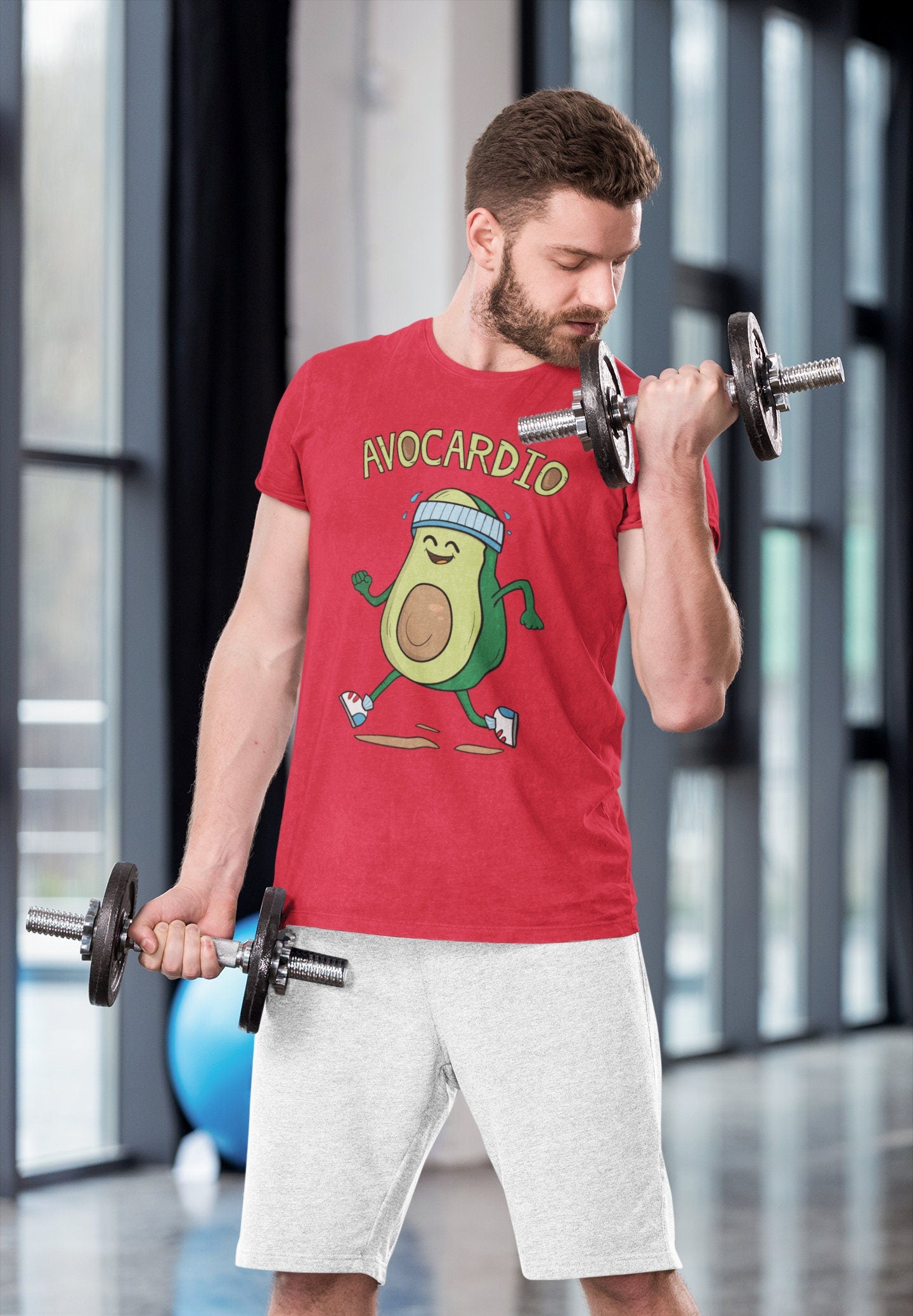 Avocardio Fitness Funny T Shirts for Men - Comfortable Novelty Gifts for Guys - Crazy Gym Graphic Tees - Fun Workout Apparel