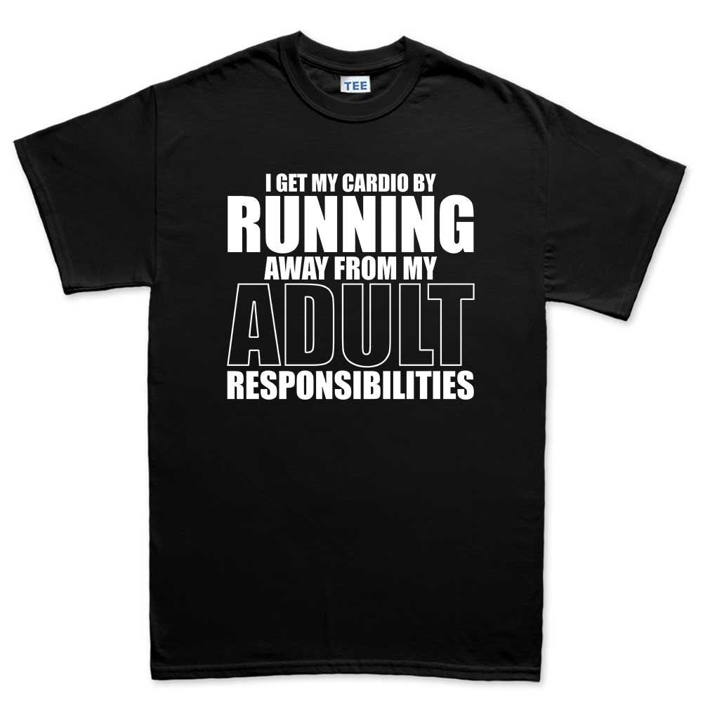 I Get My Cardio By Running - Fitness Funny T Shirts for Men - Comfortable Gifts - Crazy Gym Tees - Workout Apparel