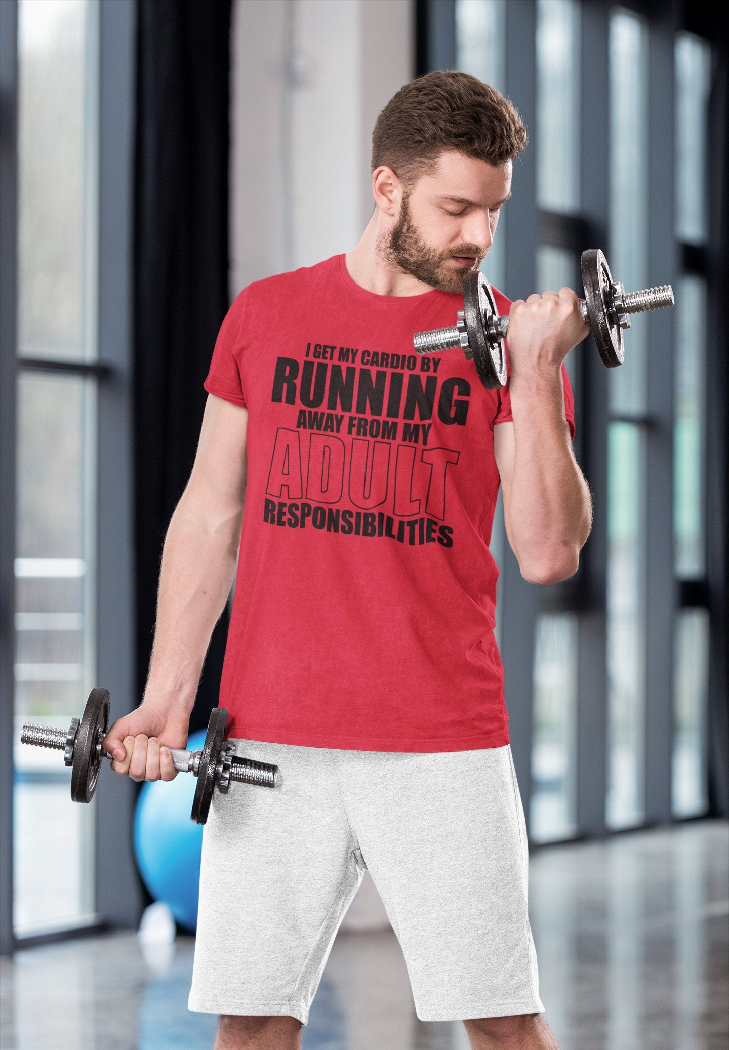 I Get My Cardio By Running - Fitness Funny T Shirts for Men - Comfortable Gifts - Crazy Gym Tees - Workout Apparel