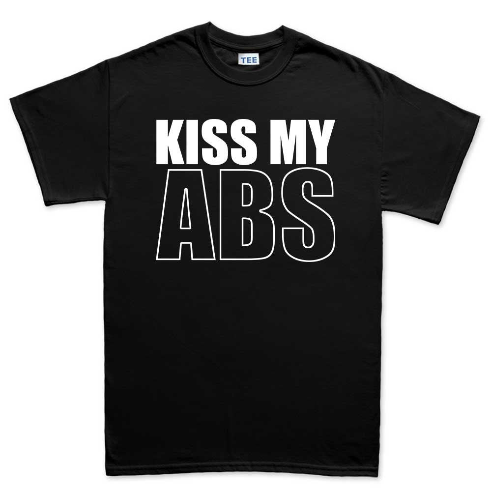 Kiss My ABS Fitness Funny T Shirts for Men - Comfortable Gifts for Boys - Crazy Gym Graphic Tees - Boy Fun Workout Apparel