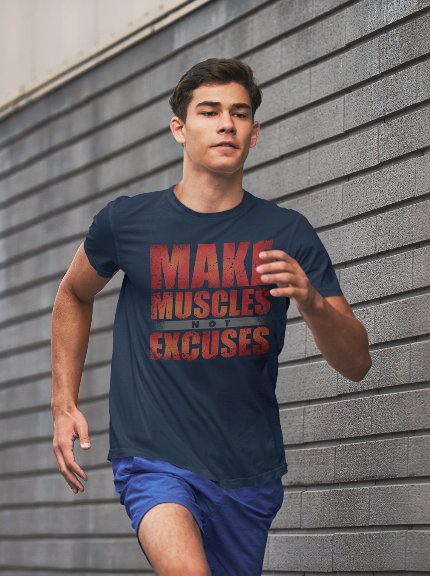 Make Muscles Not Excuses Fitness for Men - Soft Material Novelty Gym Shirt - Workout Gym Graphic - Motivational Gym Lovers