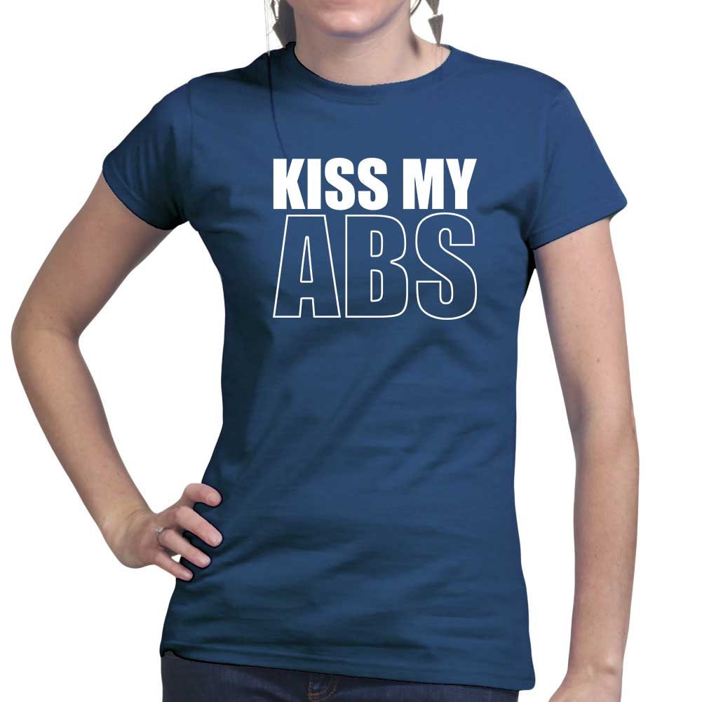 Kiss My ABS Fitness Funny T Shirts for Women - Comfortable Gifts for Girls - Crazy Gym Tees - Fun Workout Apparel