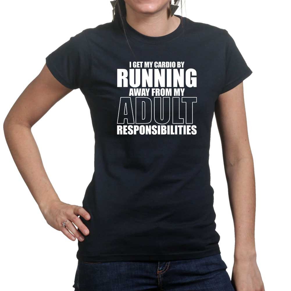 I Get My Cardio By Running - Fitness Funny T Shirts for Women - Comfortable Gifts - Crazy Gym Tees - Workout Apparel