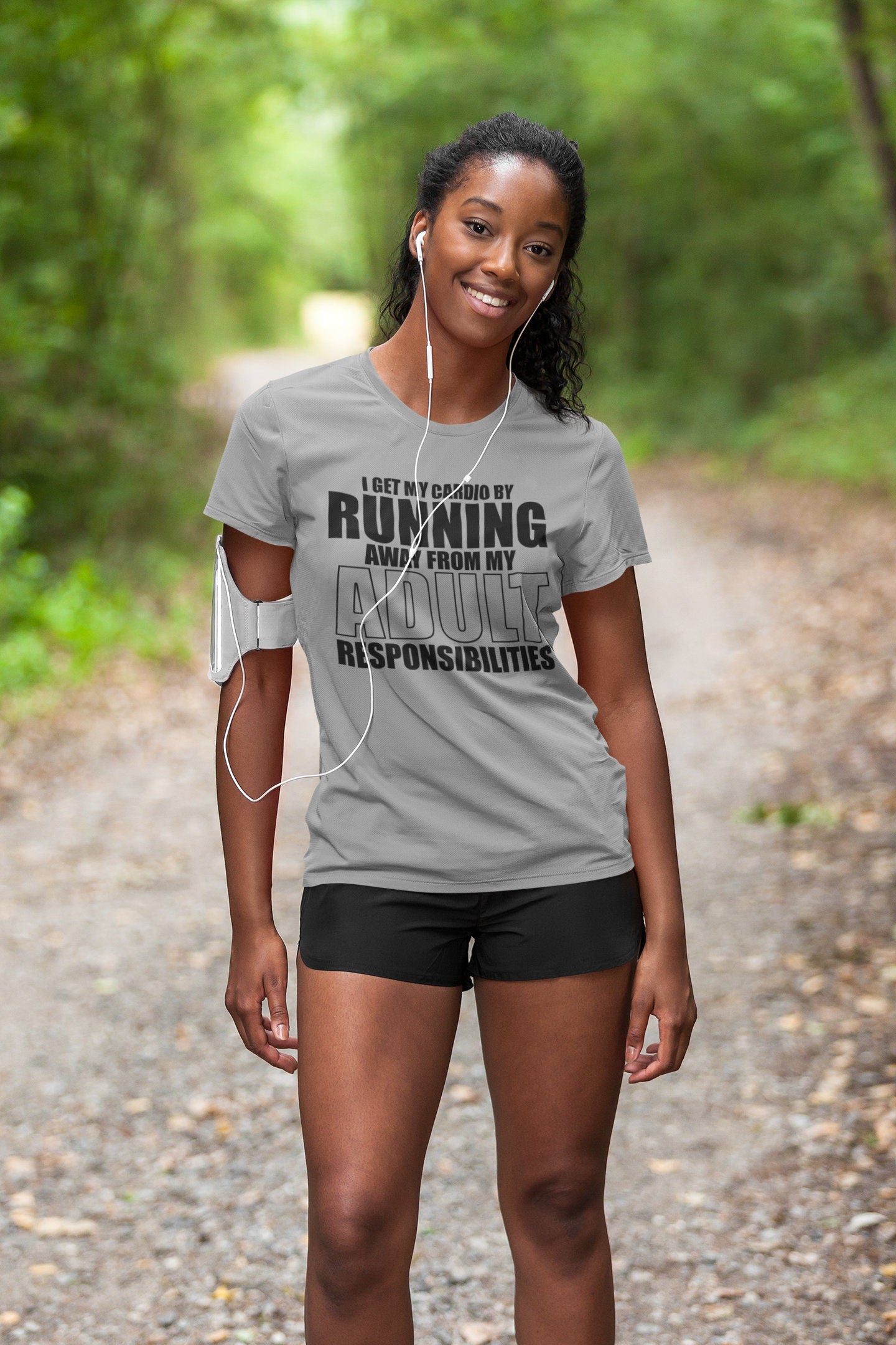 I Get My Cardio By Running - Fitness Funny T Shirts for Women - Comfortable Gifts - Crazy Gym Tees - Workout Apparel